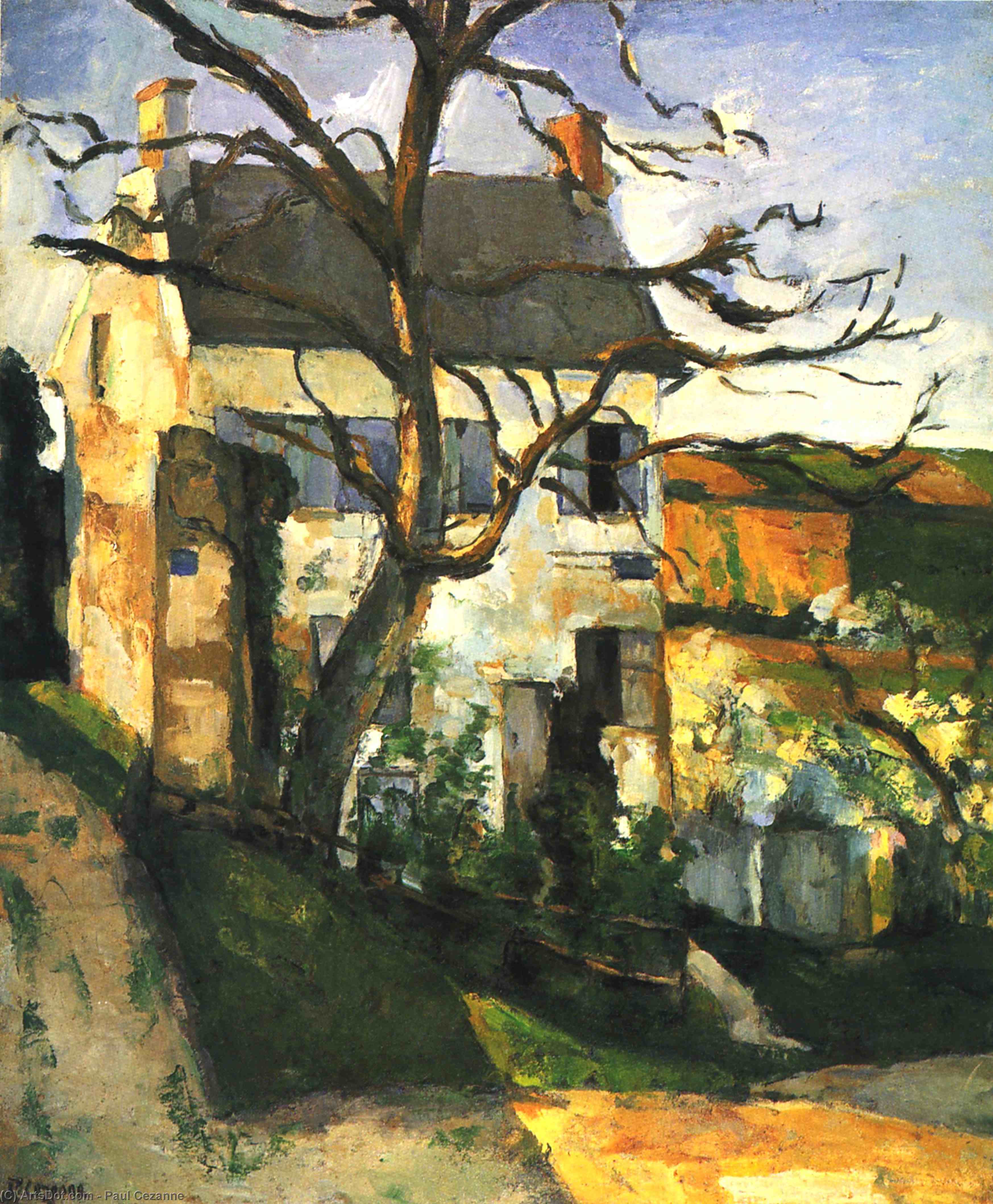 WikiOO.org - Encyclopedia of Fine Arts - Maalaus, taideteos Paul Cezanne - The House and the Tree