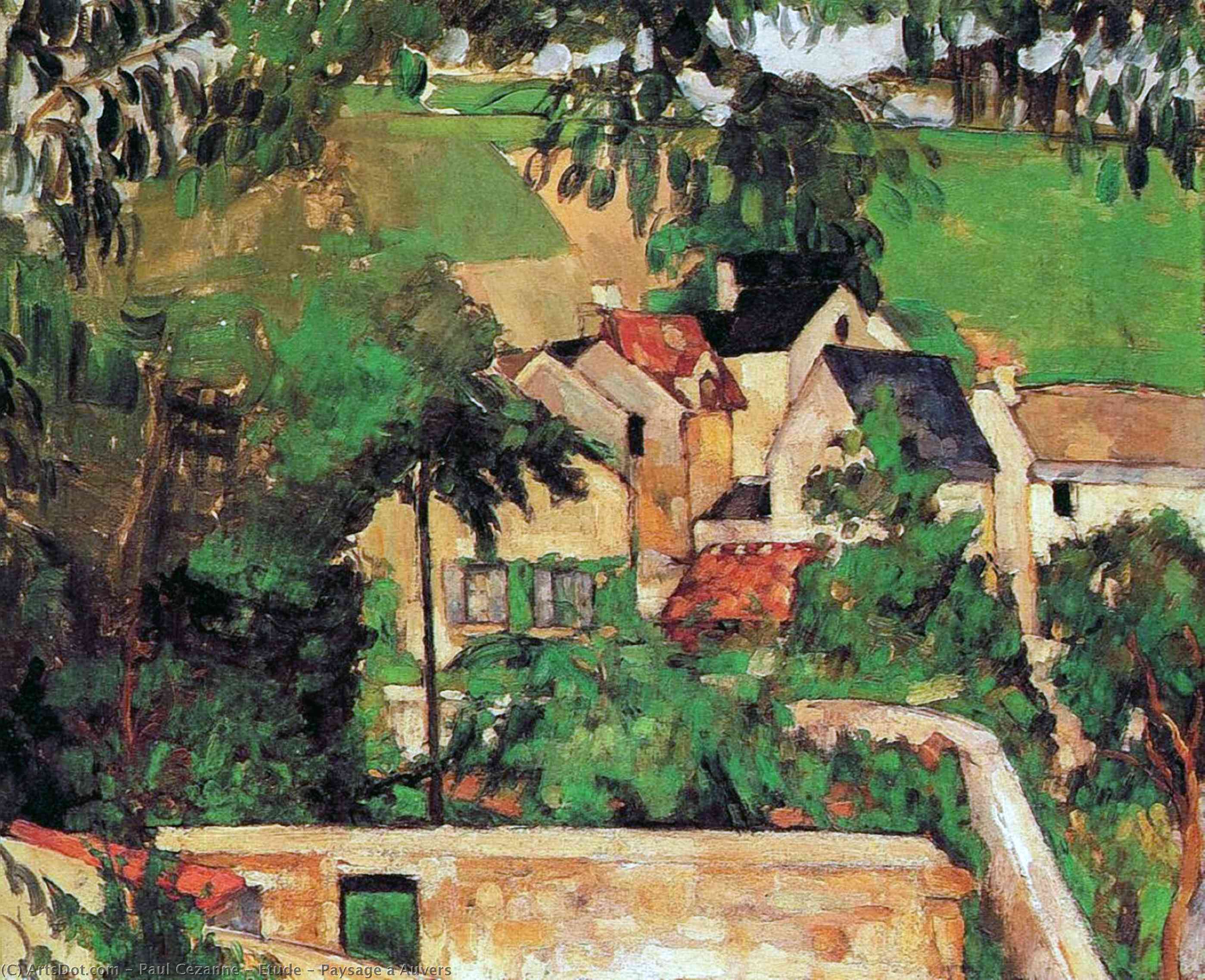 WikiOO.org - Encyclopedia of Fine Arts - Schilderen, Artwork Paul Cezanne - Etude - Paysage a Auvers