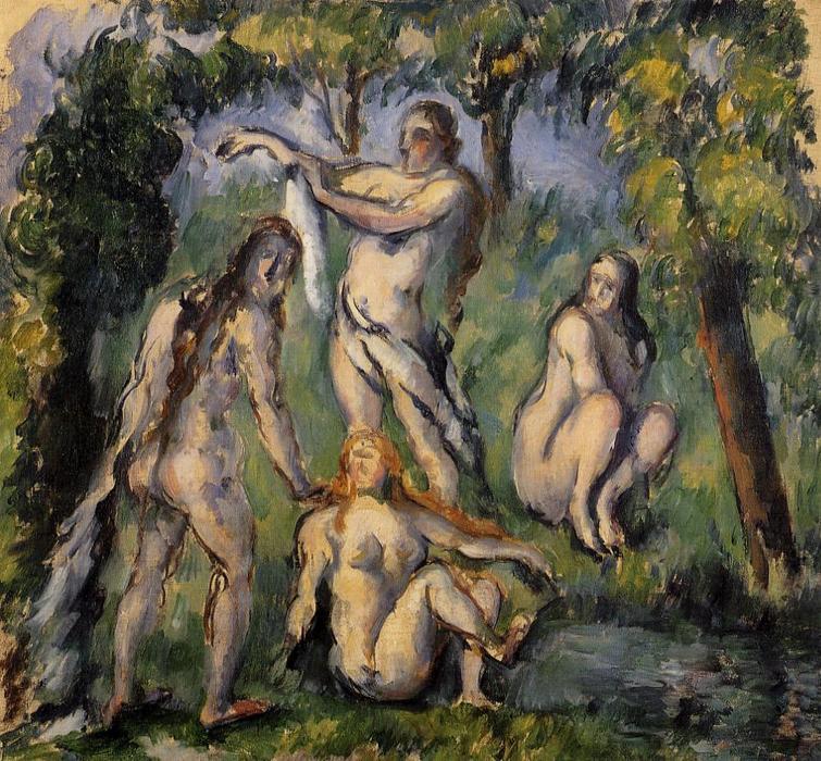 Wikioo.org – La Enciclopedia de las Bellas Artes - Pintura, Obras de arte de Paul Cezanne - cuatro bañistas
