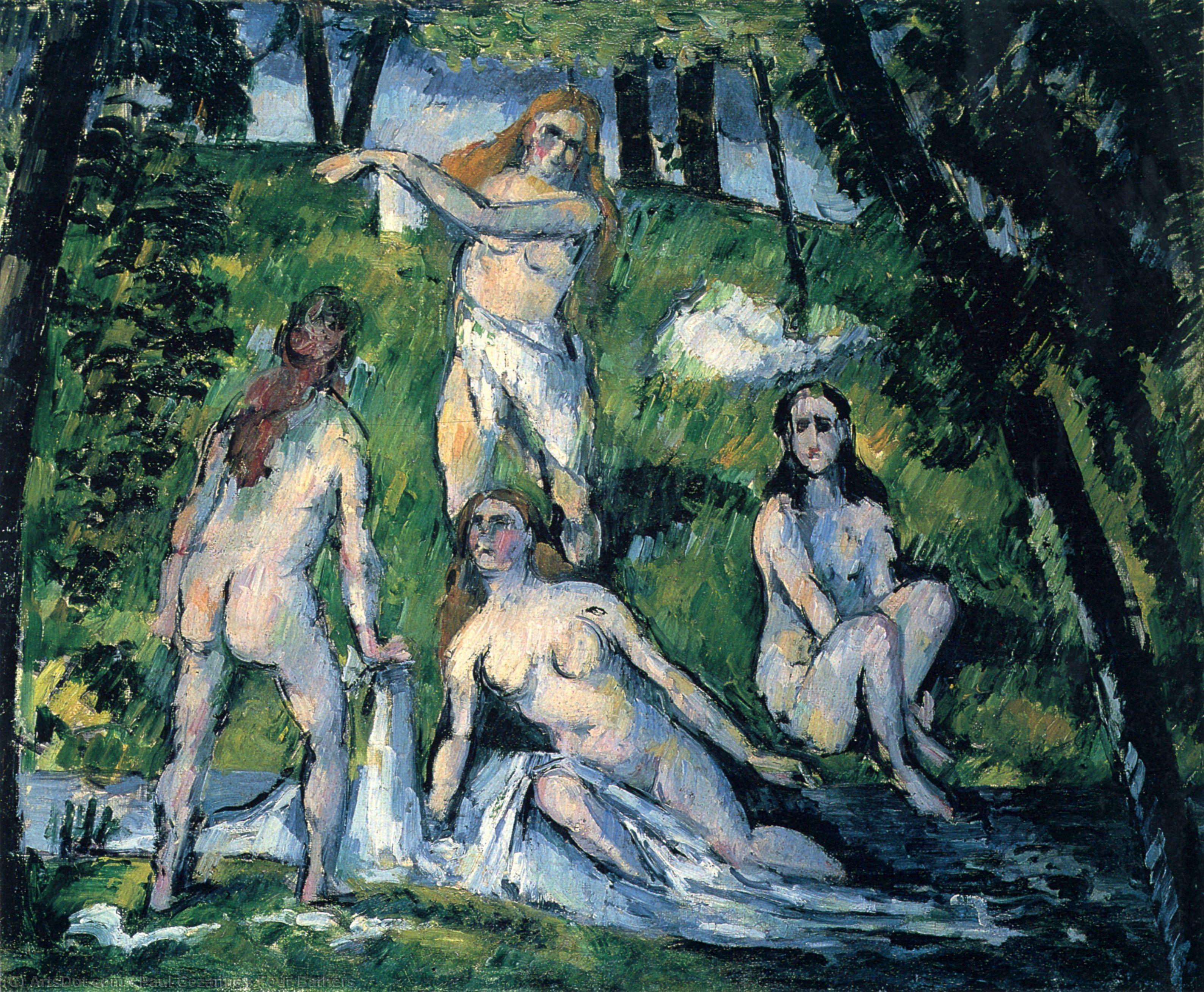 WikiOO.org - Εγκυκλοπαίδεια Καλών Τεχνών - Ζωγραφική, έργα τέχνης Paul Cezanne - Four Bathers