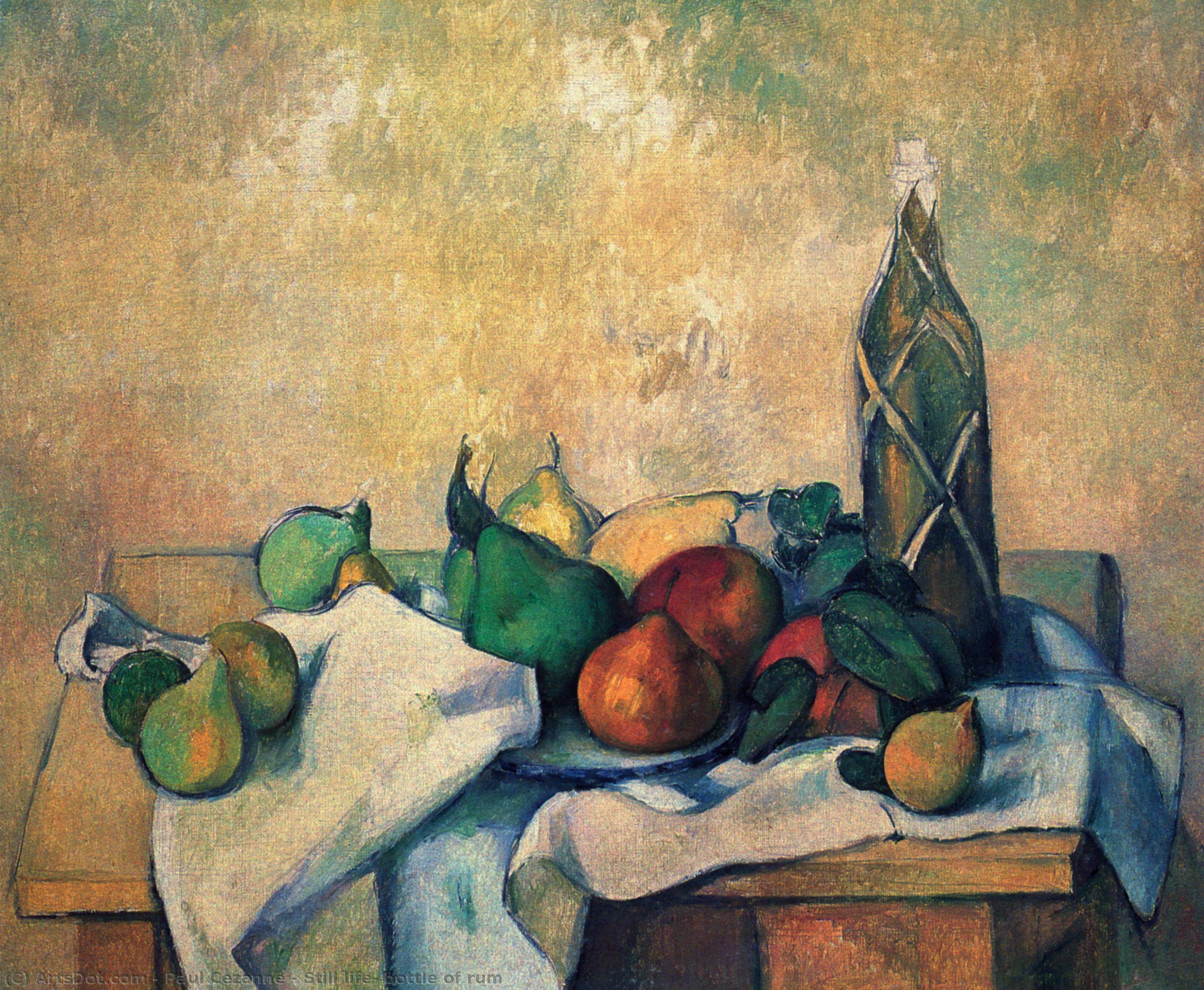 WikiOO.org - Encyclopedia of Fine Arts - Maľba, Artwork Paul Cezanne - Still life, bottle of rum
