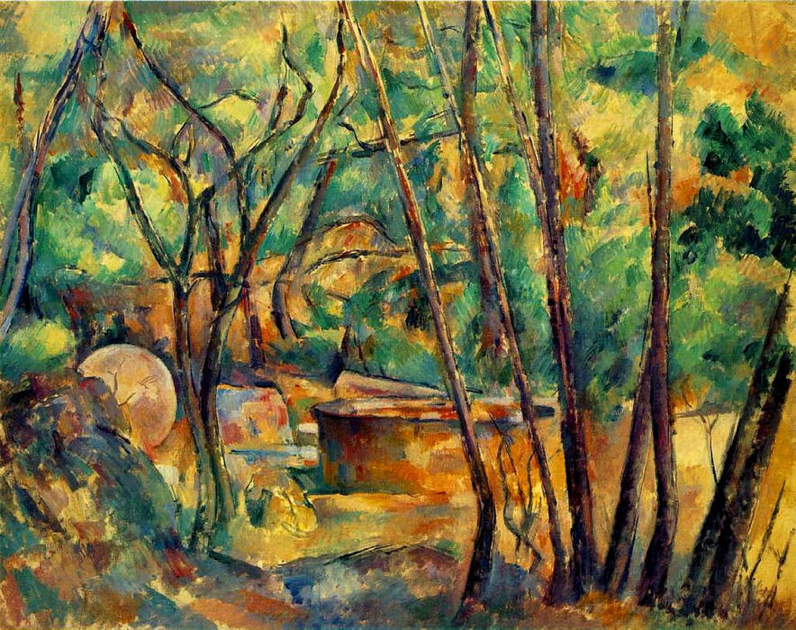 WikiOO.org - אנציקלופדיה לאמנויות יפות - ציור, יצירות אמנות Paul Cezanne - Millstone and Cistern Under Trees