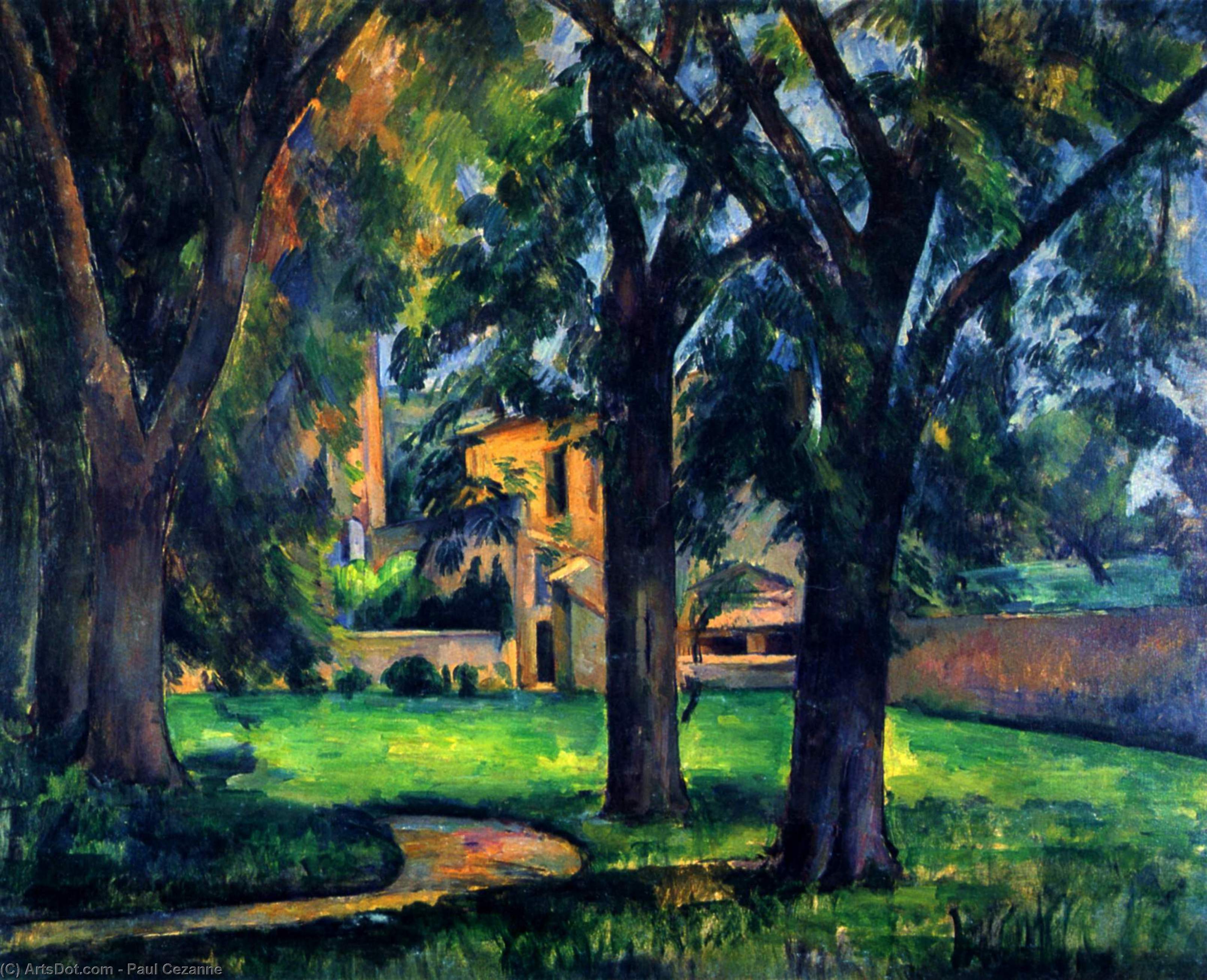 Wikioo.org - The Encyclopedia of Fine Arts - Painting, Artwork by Paul Cezanne - Chestnut Tree and Farm