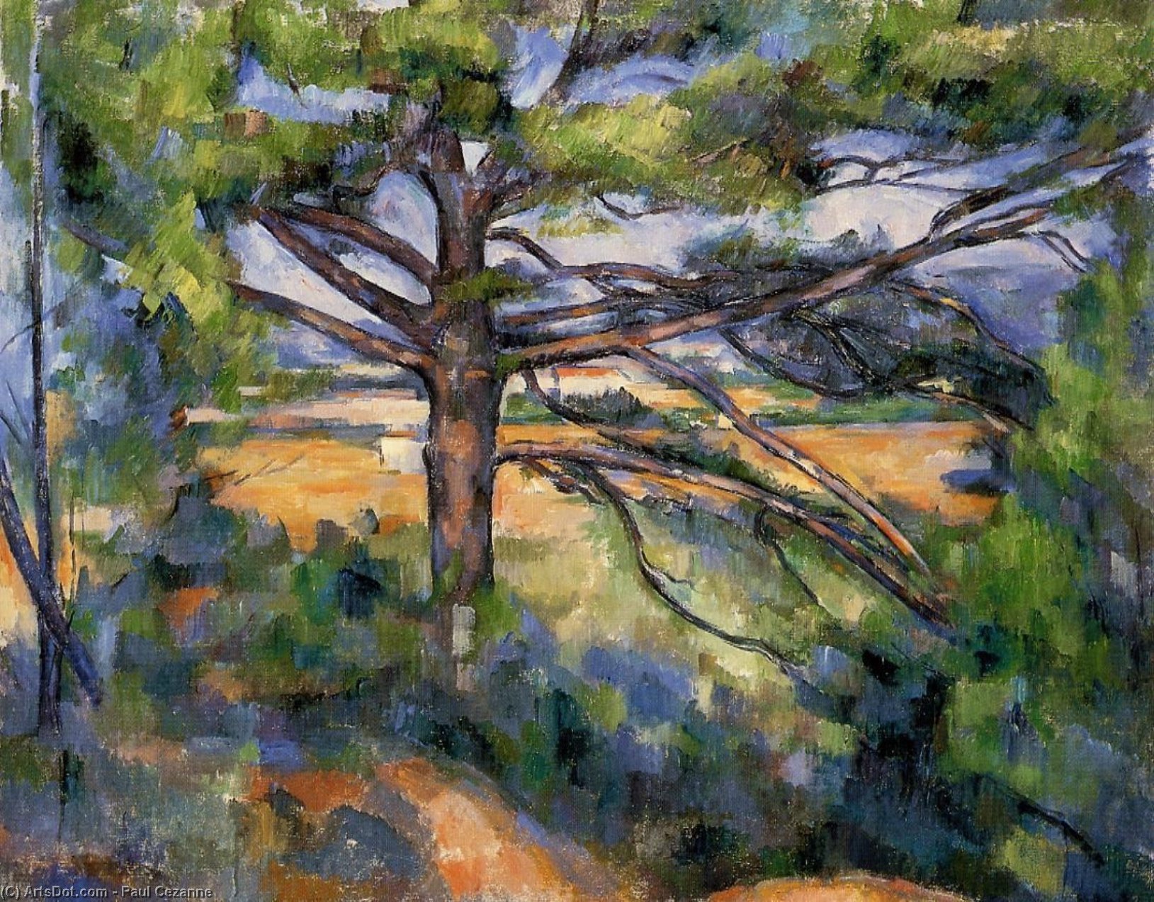 WikiOO.org - 백과 사전 - 회화, 삽화 Paul Cezanne - Large Pine and Red Earth