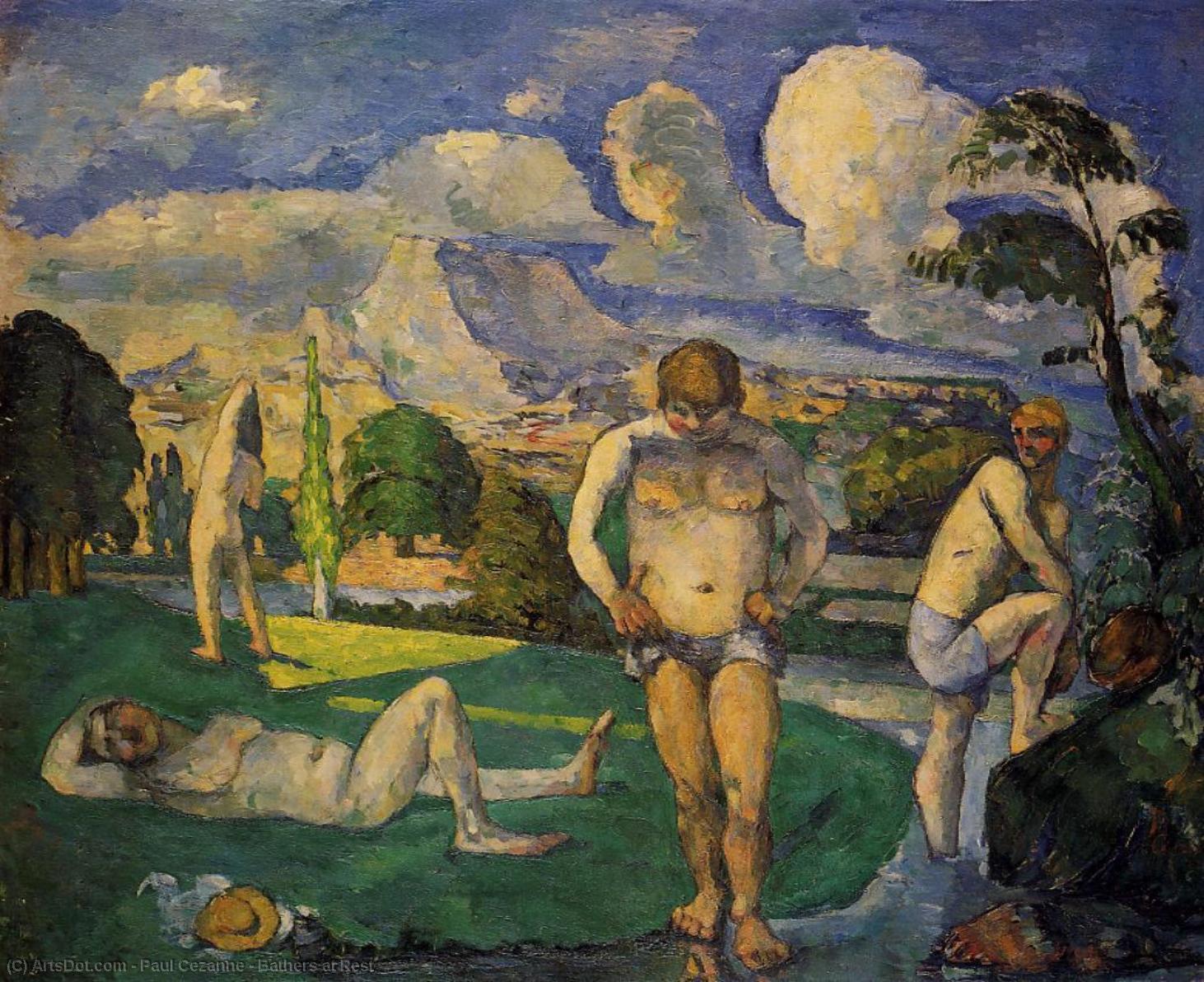 WikiOO.org – 美術百科全書 - 繪畫，作品 Paul Cezanne - 在泳客 休息