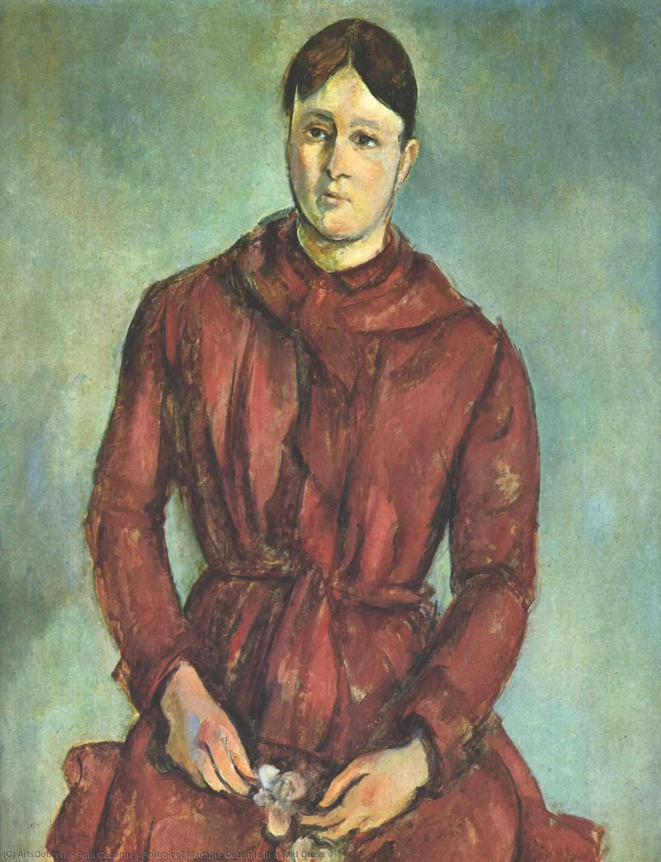 Wikioo.org – L'Enciclopedia delle Belle Arti - Pittura, Opere di Paul Cezanne - Ritratto di Madame Cézanne come  Un  rosso  vestito