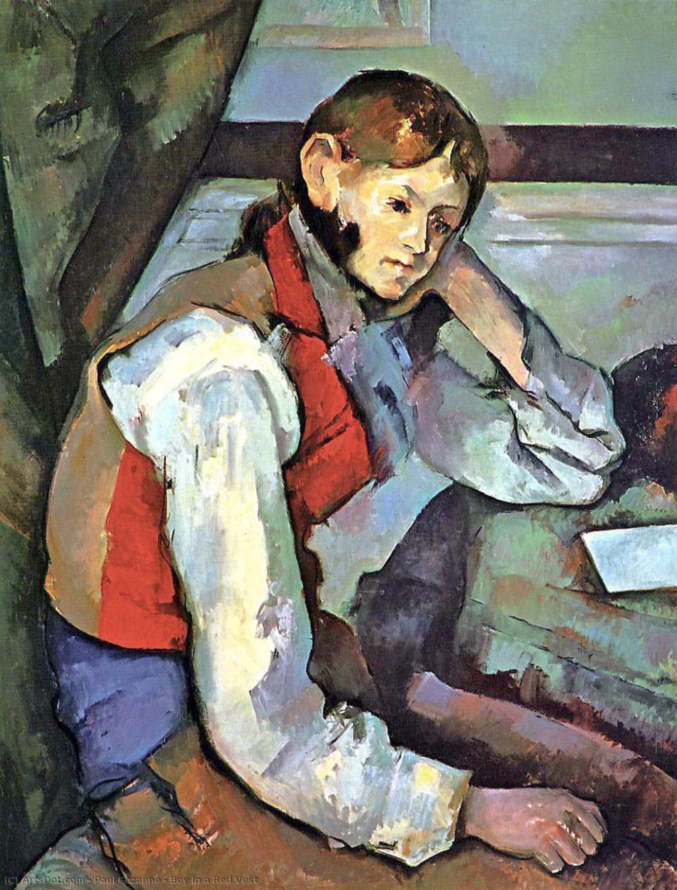 WikiOO.org – 美術百科全書 - 繪畫，作品 Paul Cezanne - 男孩在一个红马甲