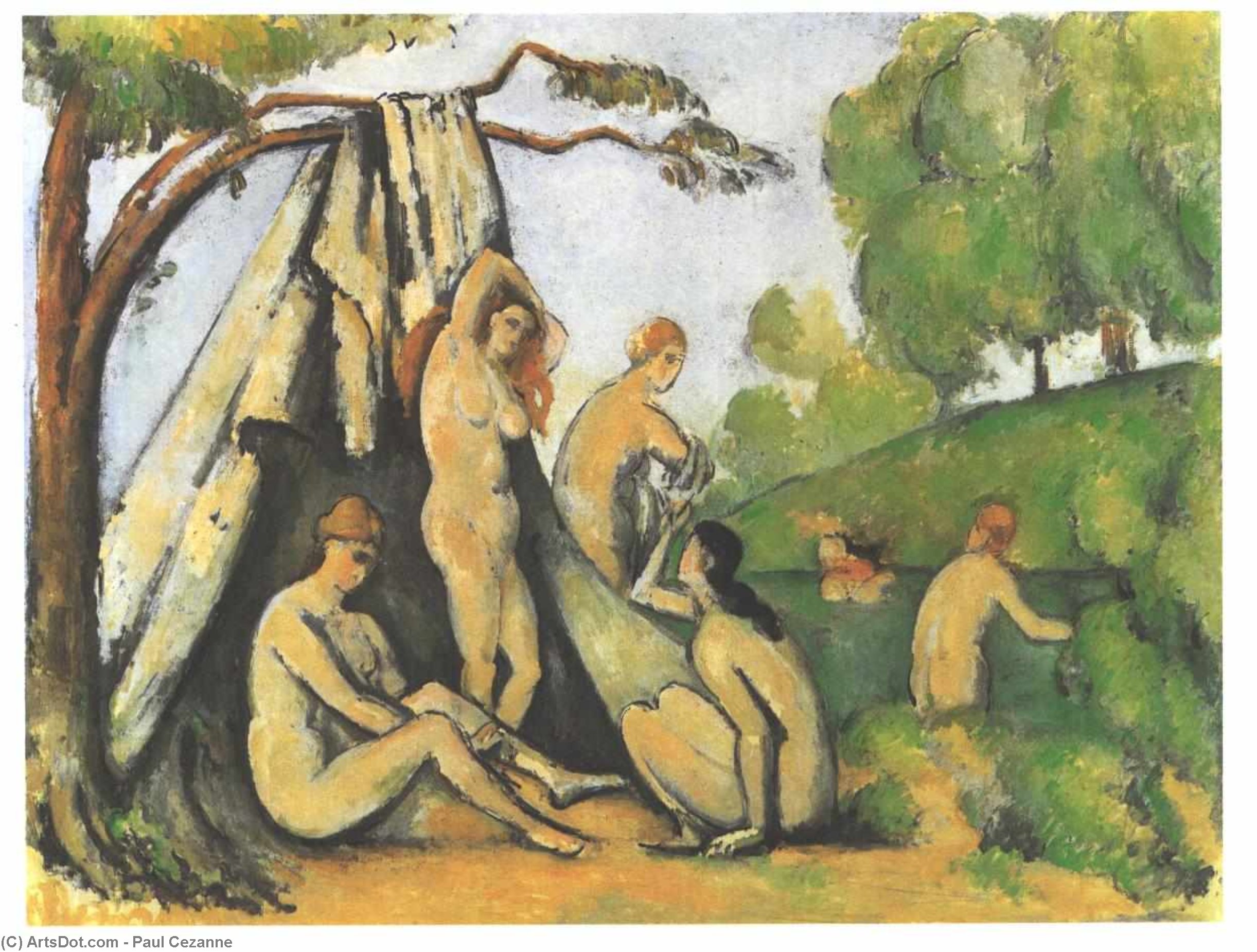 Wikioo.org - The Encyclopedia of Fine Arts - Painting, Artwork by Paul Cezanne - Bathers in front of a tend
