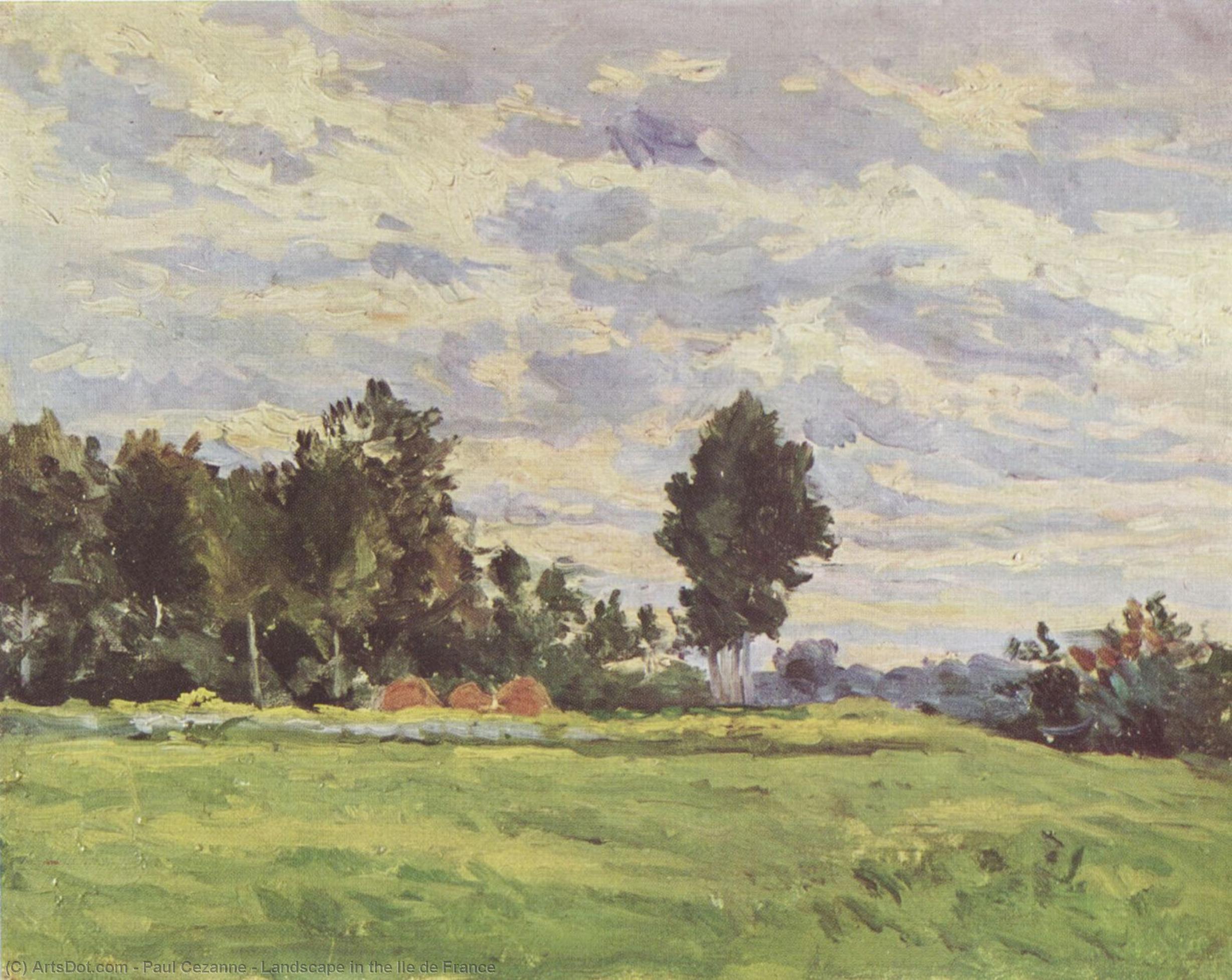 Wikoo.org - موسوعة الفنون الجميلة - اللوحة، العمل الفني Paul Cezanne - Landscape in the Ile de France