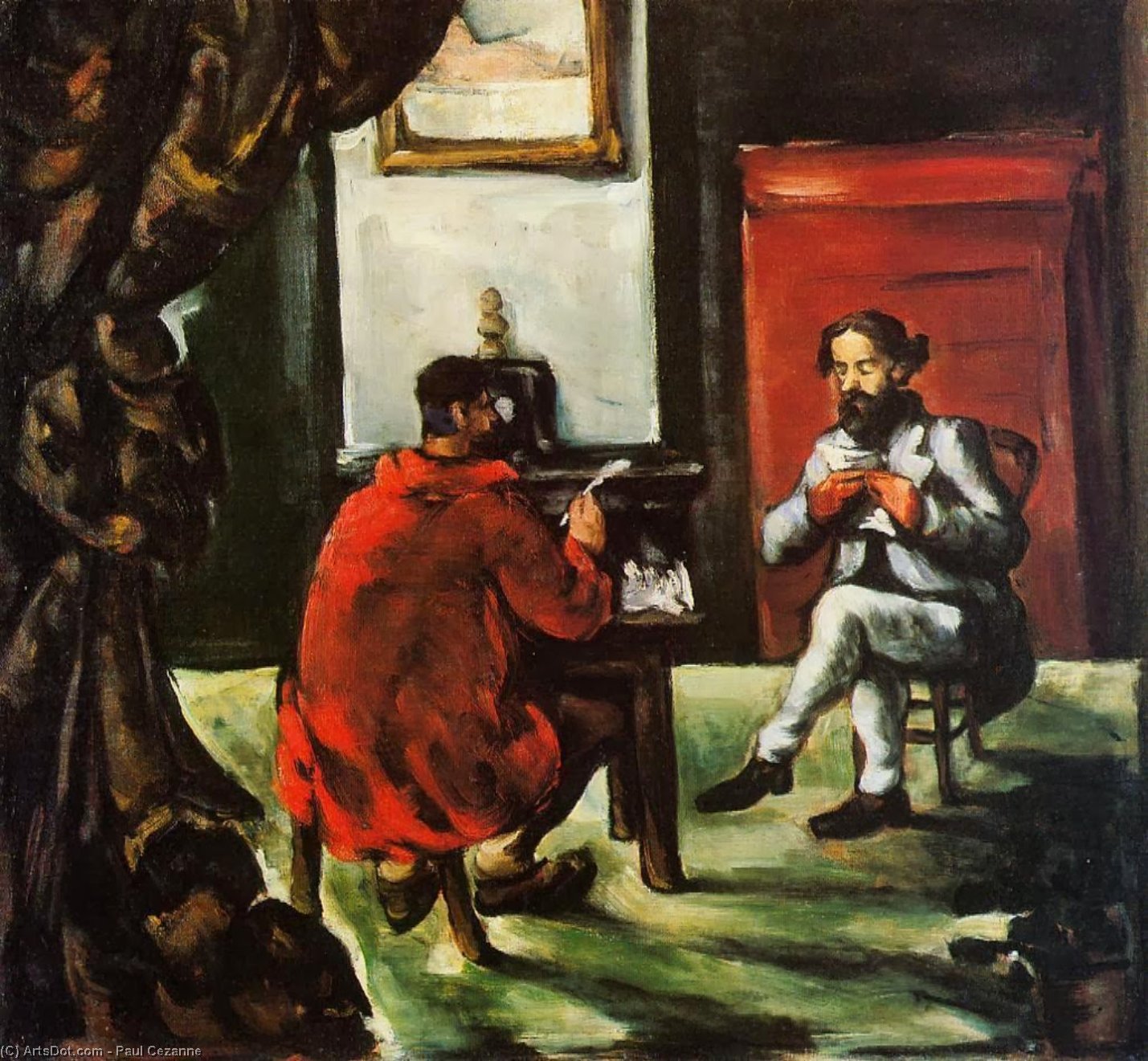 Wikoo.org - موسوعة الفنون الجميلة - اللوحة، العمل الفني Paul Cezanne - Paul Alexis Reading at Zola's House