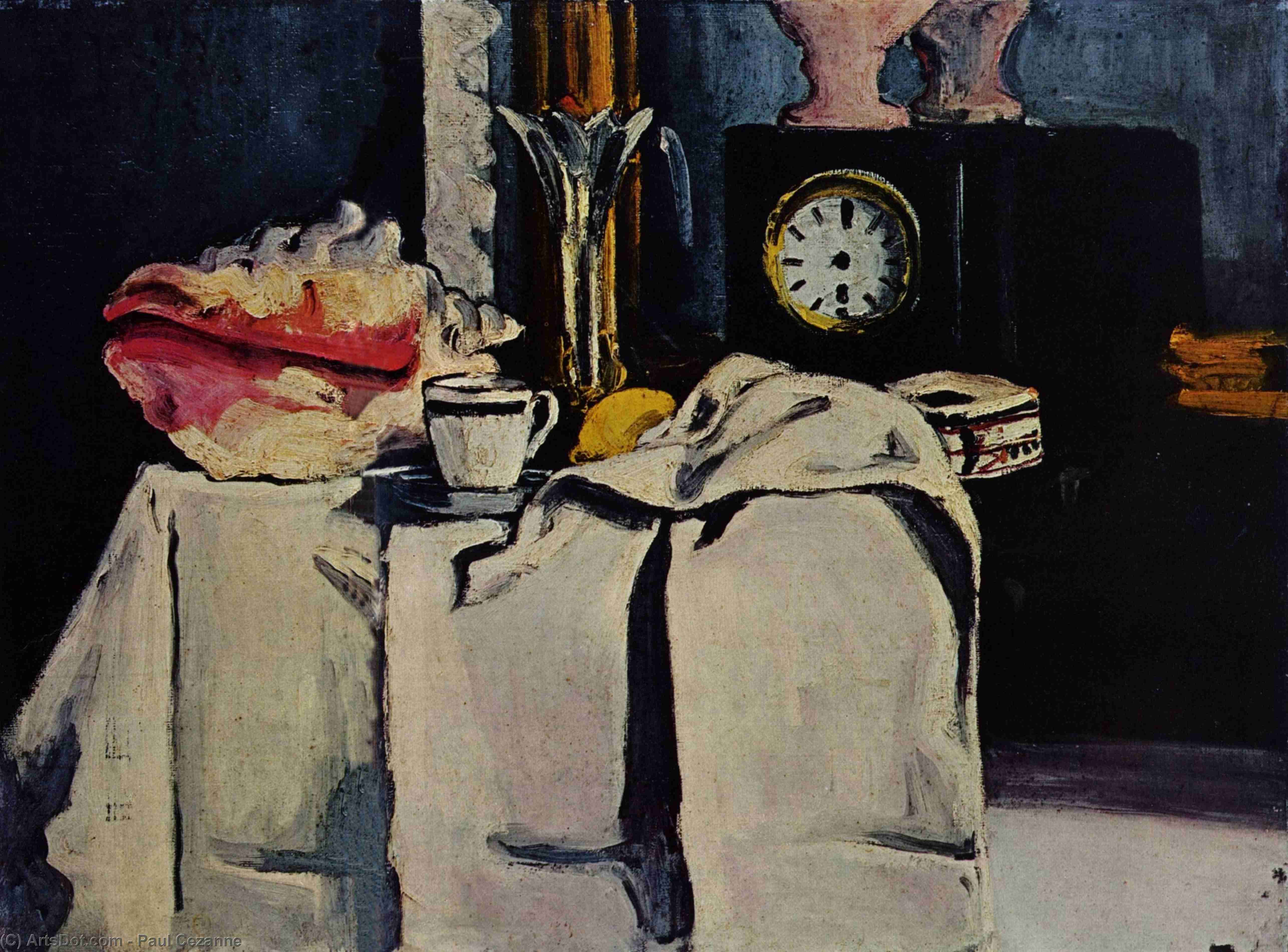 Wikoo.org - موسوعة الفنون الجميلة - اللوحة، العمل الفني Paul Cezanne - The Black Marble Clock