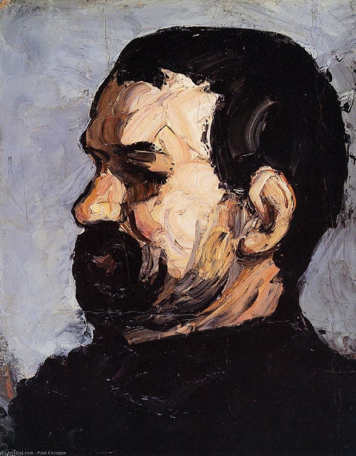 WikiOO.org - Encyclopedia of Fine Arts - Maľba, Artwork Paul Cezanne - Portrait of Uncle Dominique in Profile