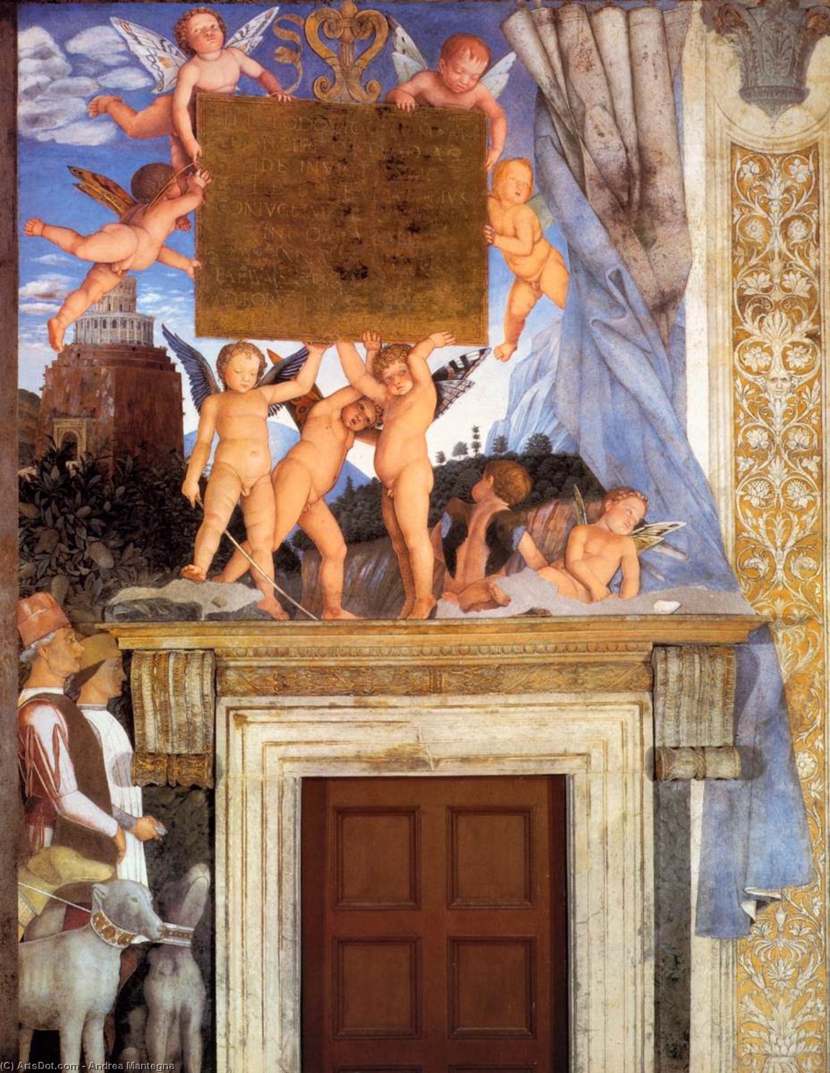WikiOO.org - Энциклопедия изобразительного искусства - Живопись, Картины  Andrea Mantegna - Надпись с  путти