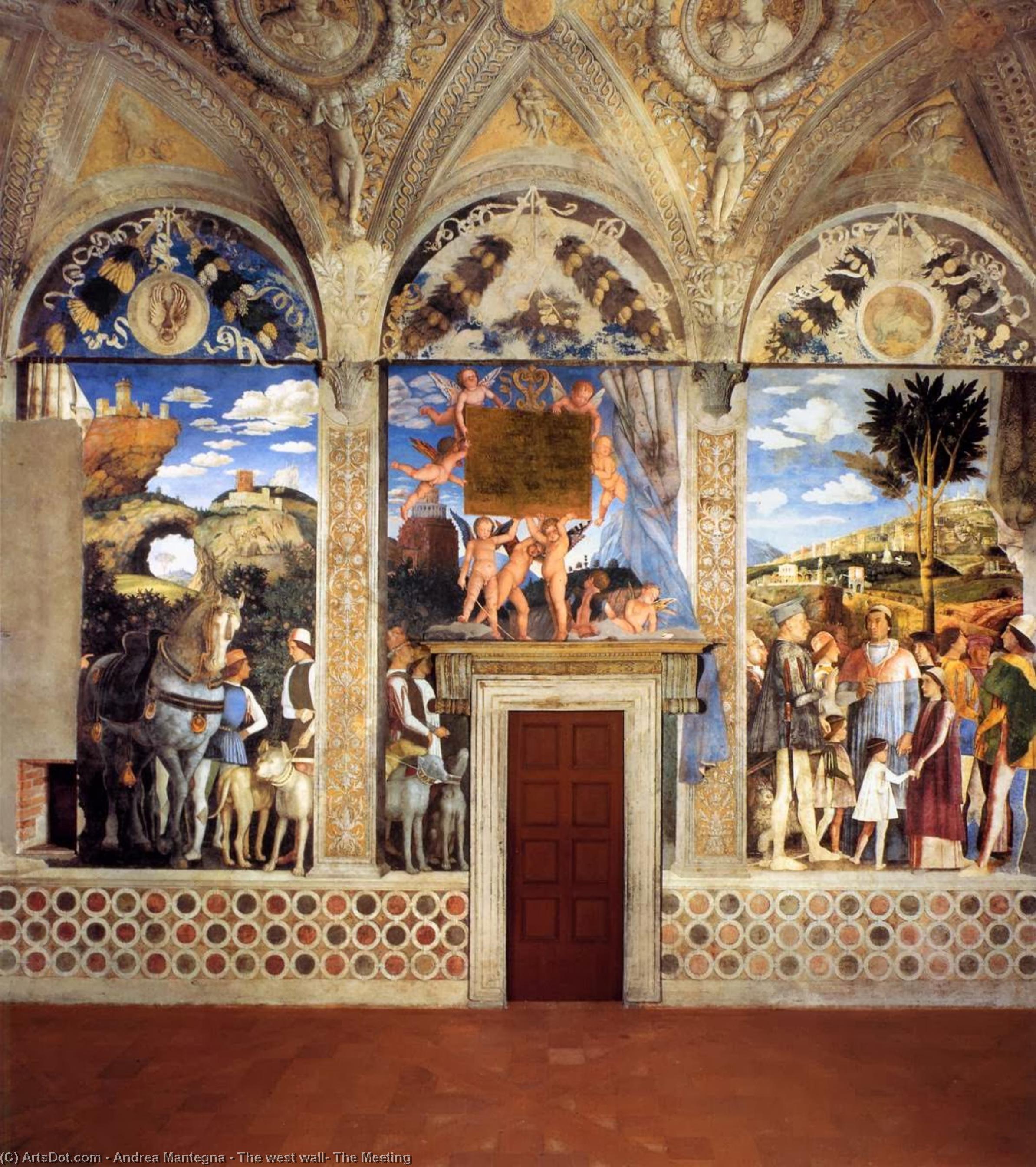 Wikioo.org - The Encyclopedia of Fine Arts - Painting, Artwork by Andrea Mantegna - The west wall: The Meeting