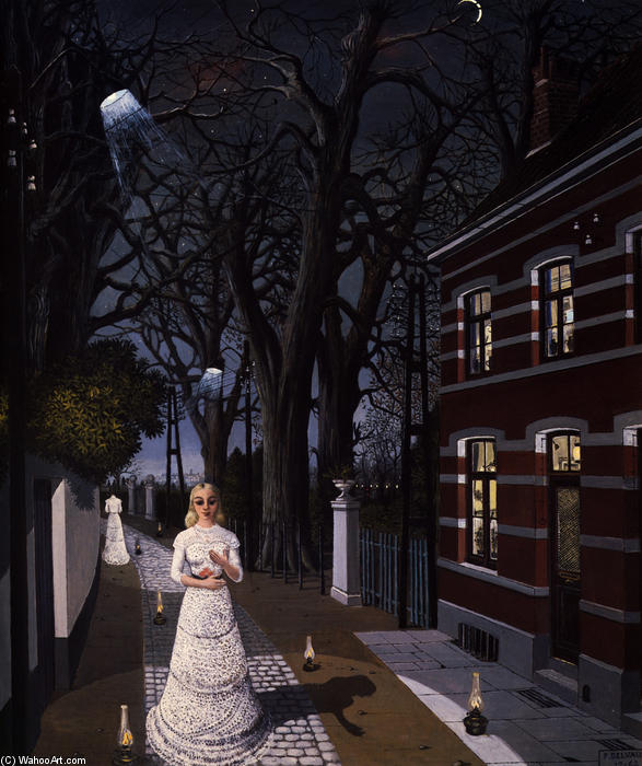 Wikioo.org - The Encyclopedia of Fine Arts - Painting, Artwork by Paul Delvaux - All the lights 