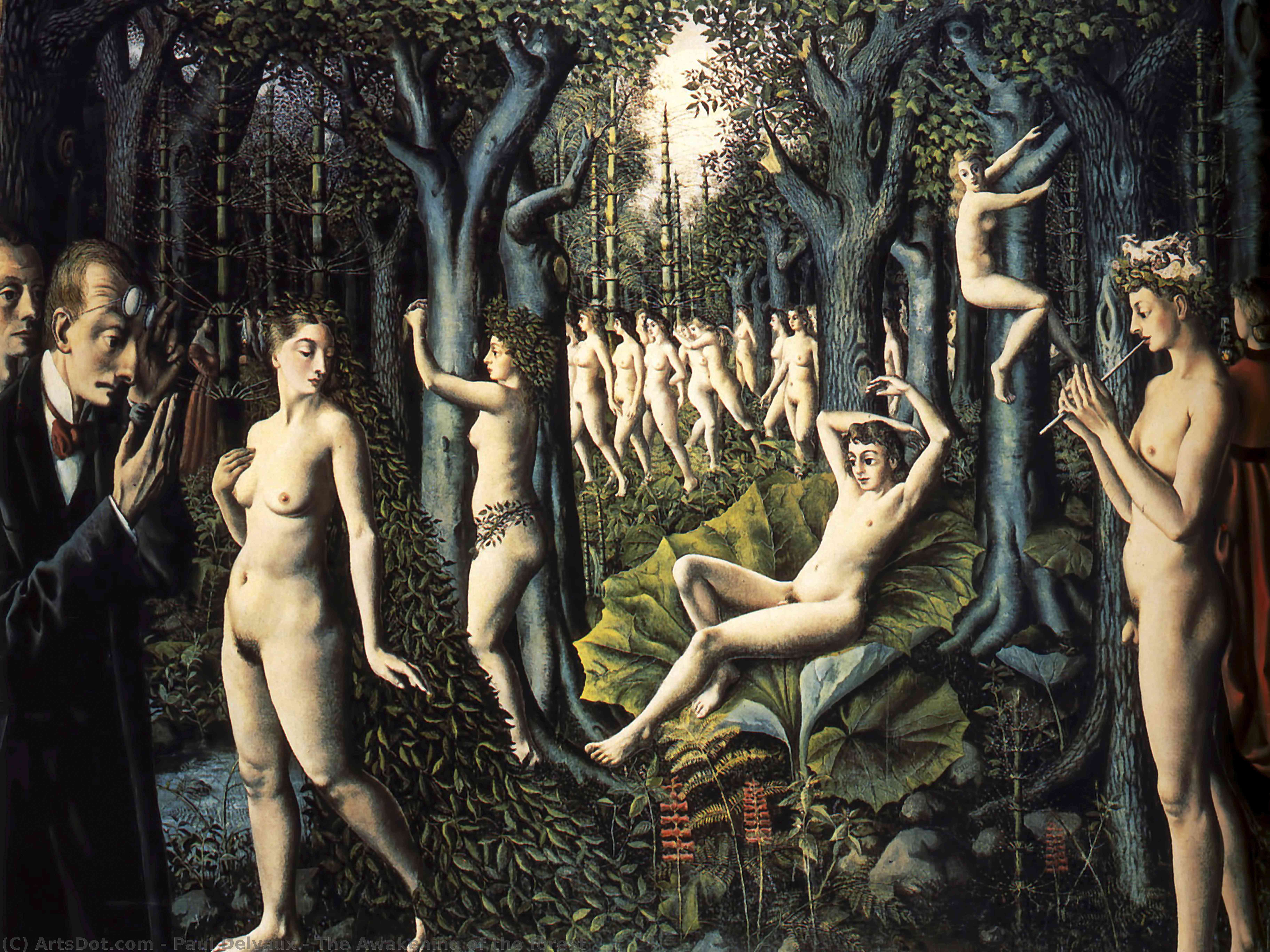 WikiOO.org - Encyclopedia of Fine Arts - Maalaus, taideteos Paul Delvaux - The Awakening of the forest