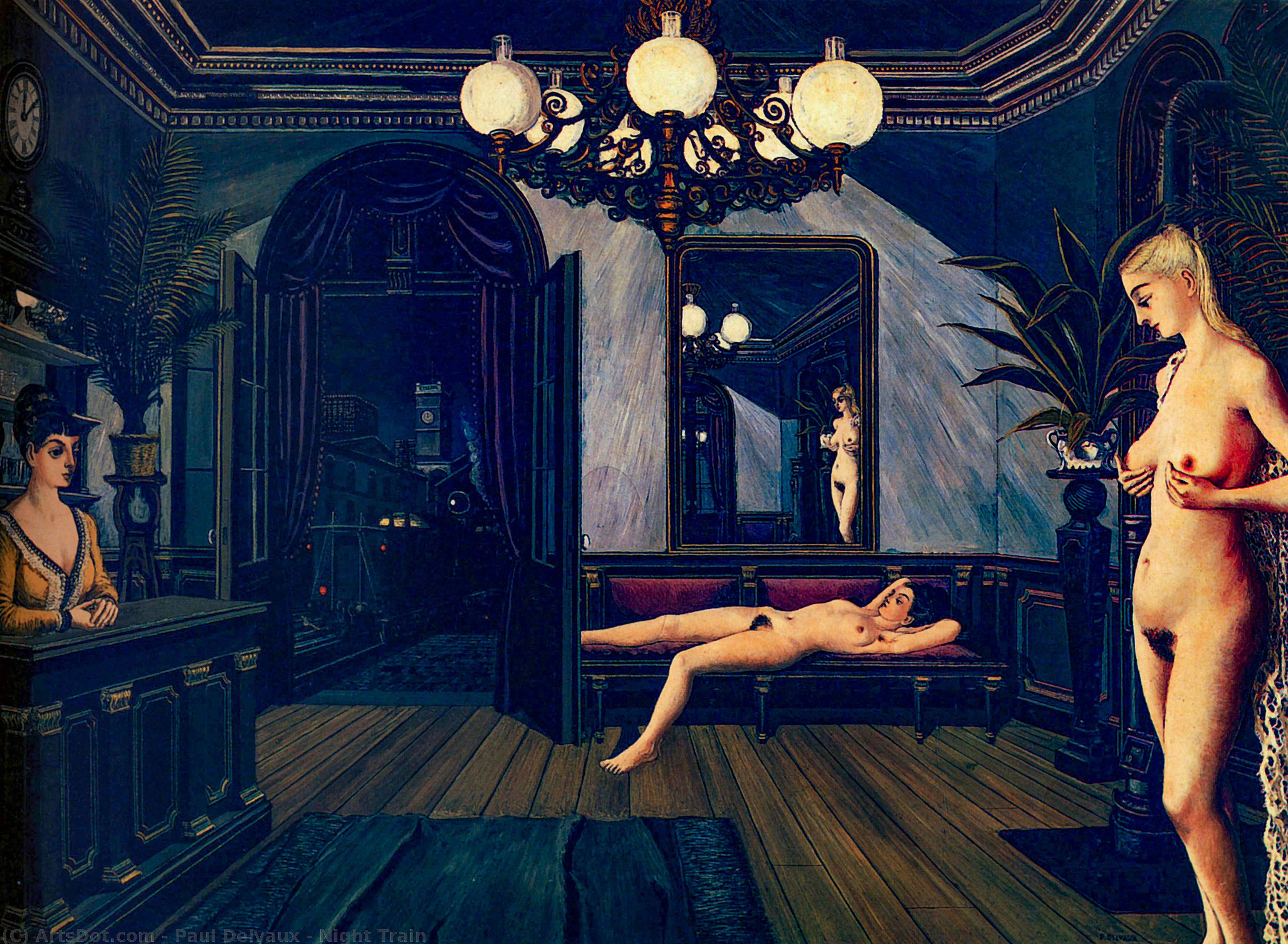 WikiOO.org - Encyclopedia of Fine Arts - Maleri, Artwork Paul Delvaux - Night Train
