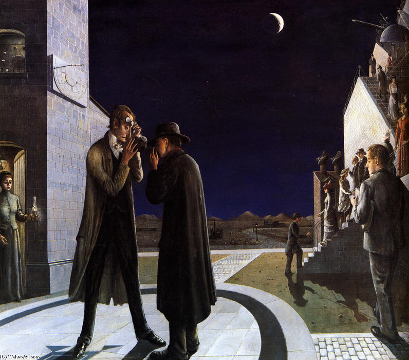 Wikioo.org - The Encyclopedia of Fine Arts - Painting, Artwork by Paul Delvaux - Phases of the Moon III