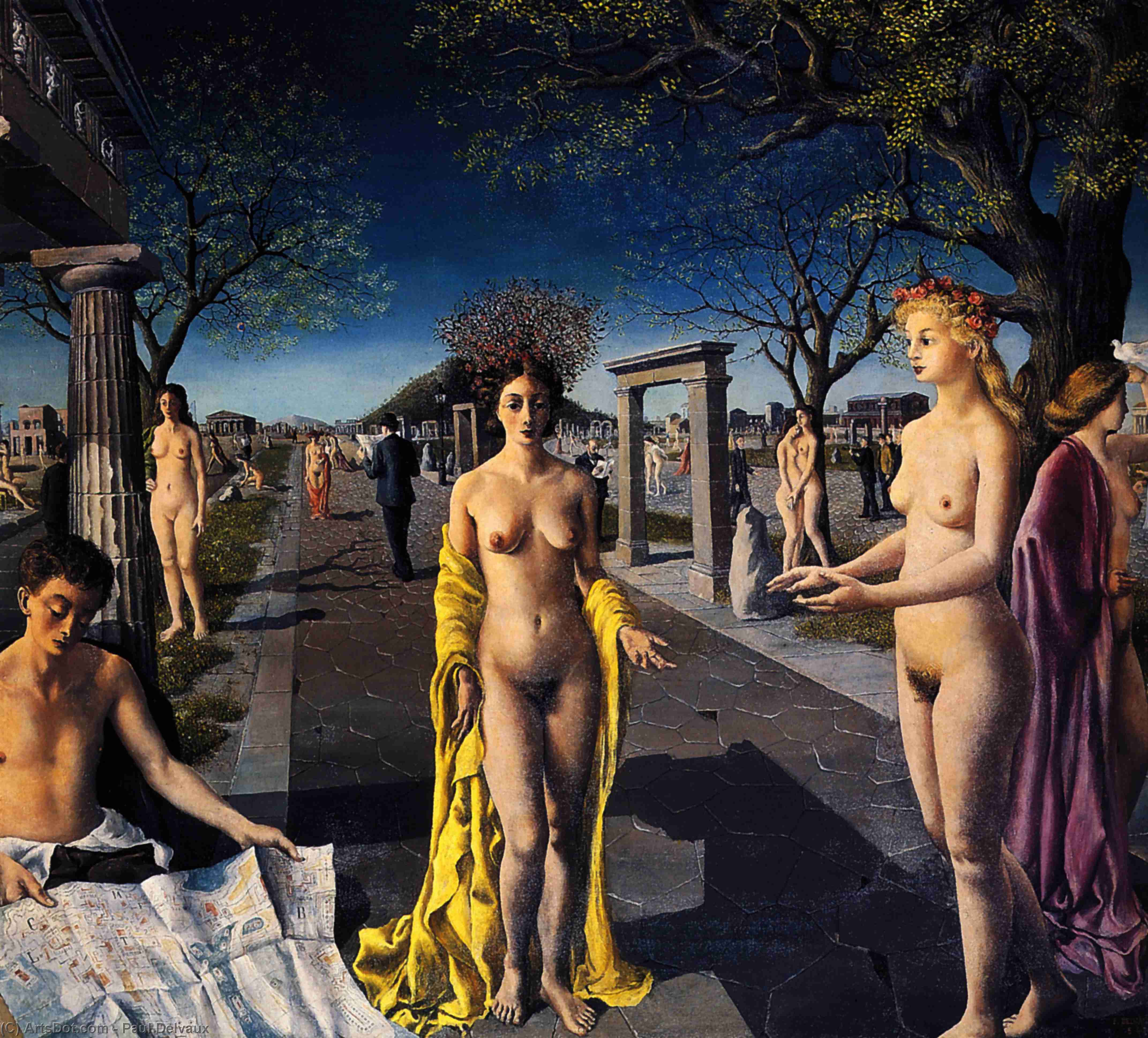 Wikioo.org - The Encyclopedia of Fine Arts - Painting, Artwork by Paul Delvaux - The entrance to the city