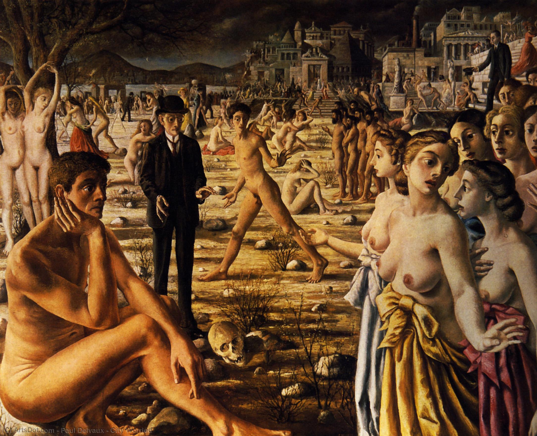 WikiOO.org - Enciclopedia of Fine Arts - Pictura, lucrări de artă Paul Delvaux - City Worried