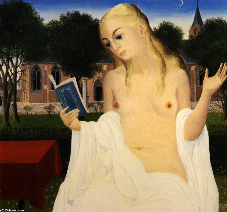 Wikoo.org - موسوعة الفنون الجميلة - اللوحة، العمل الفني Paul Delvaux - The Lady of Loos 