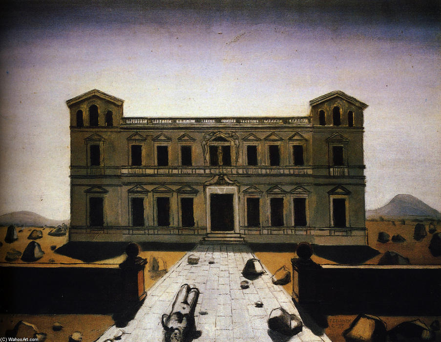 Wikioo.org – La Enciclopedia de las Bellas Artes - Pintura, Obras de arte de Paul Delvaux - Palacio en ruinas