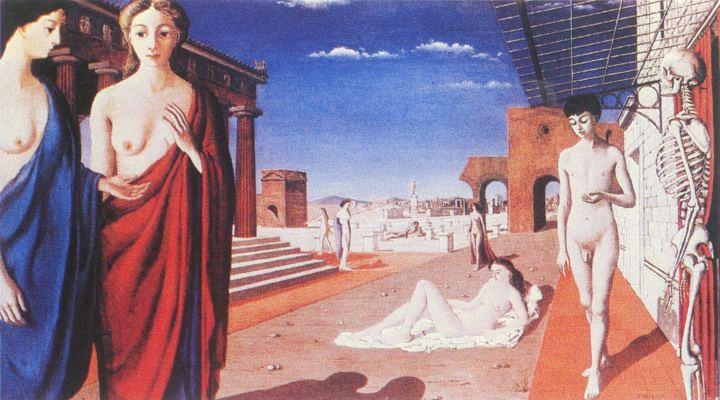 Wikioo.org - The Encyclopedia of Fine Arts - Painting, Artwork by Paul Delvaux - Red city