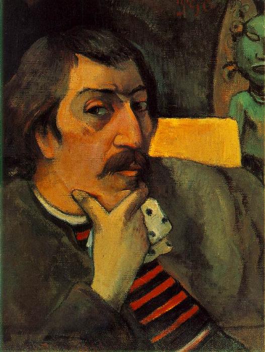 WikiOO.org - Енциклопедия за изящни изкуства - Живопис, Произведения на изкуството Paul Gauguin - Self Portrait with the Idol