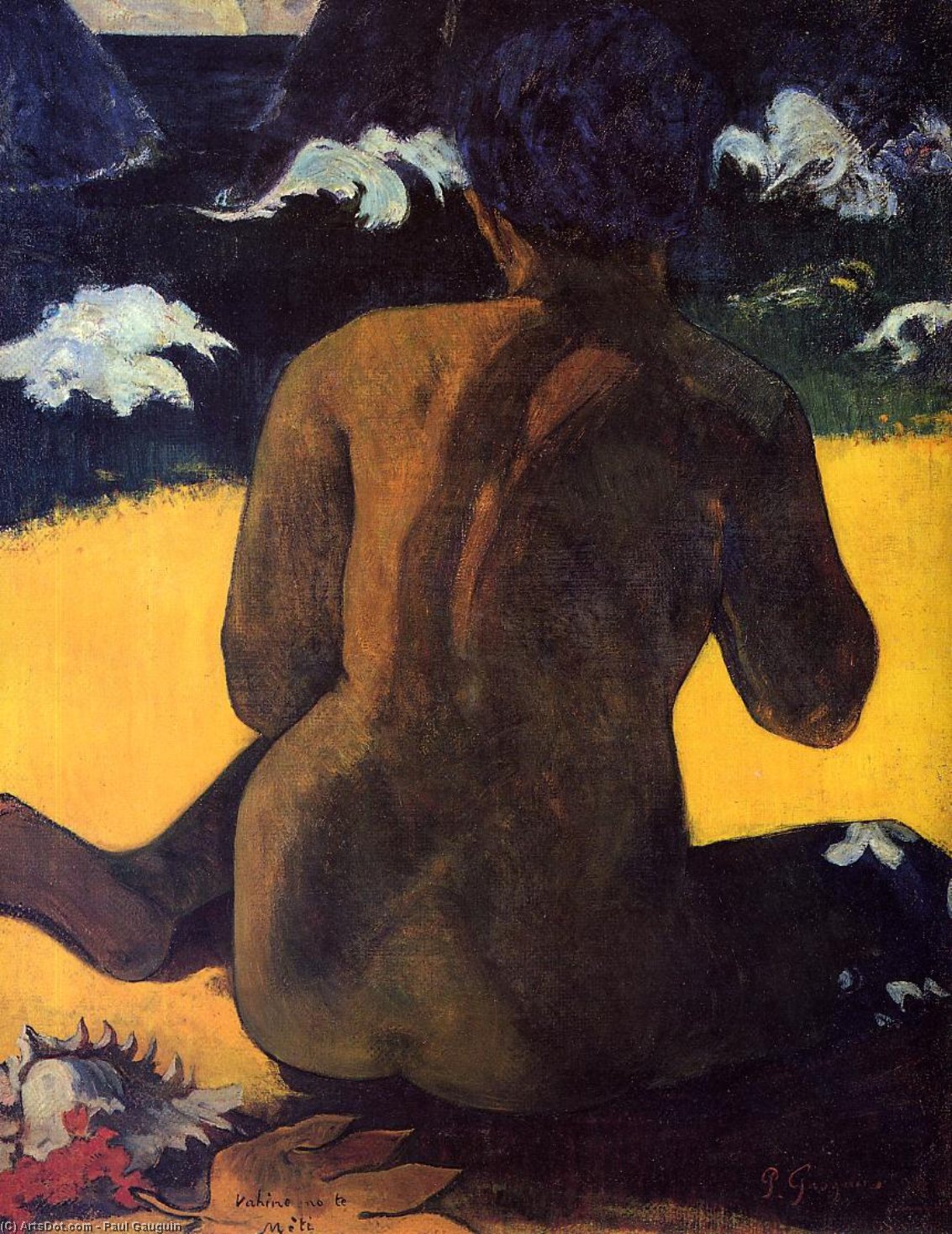 Wikioo.org – L'Encyclopédie des Beaux Arts - Peinture, Oeuvre de Paul Gauguin - femme par au  mer