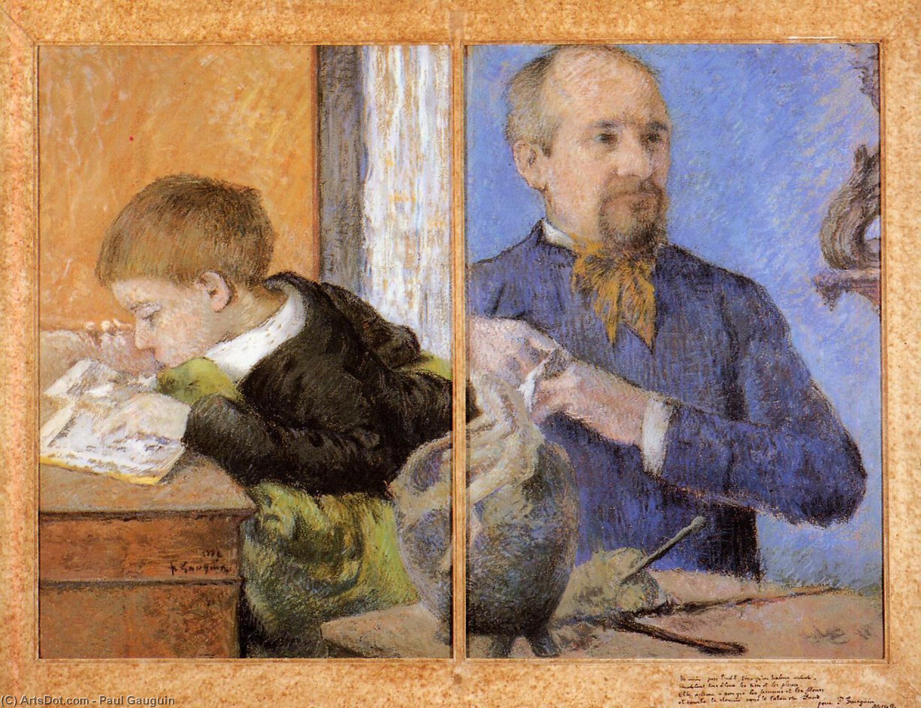 WikiOO.org - אנציקלופדיה לאמנויות יפות - ציור, יצירות אמנות Paul Gauguin - Aube the Sculptor and His Son