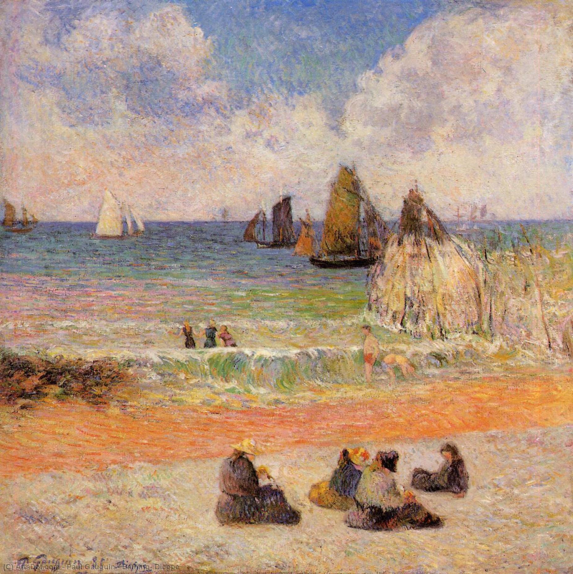 WikiOO.org - Enciklopedija dailės - Tapyba, meno kuriniai Paul Gauguin - Bathing, Dieppe