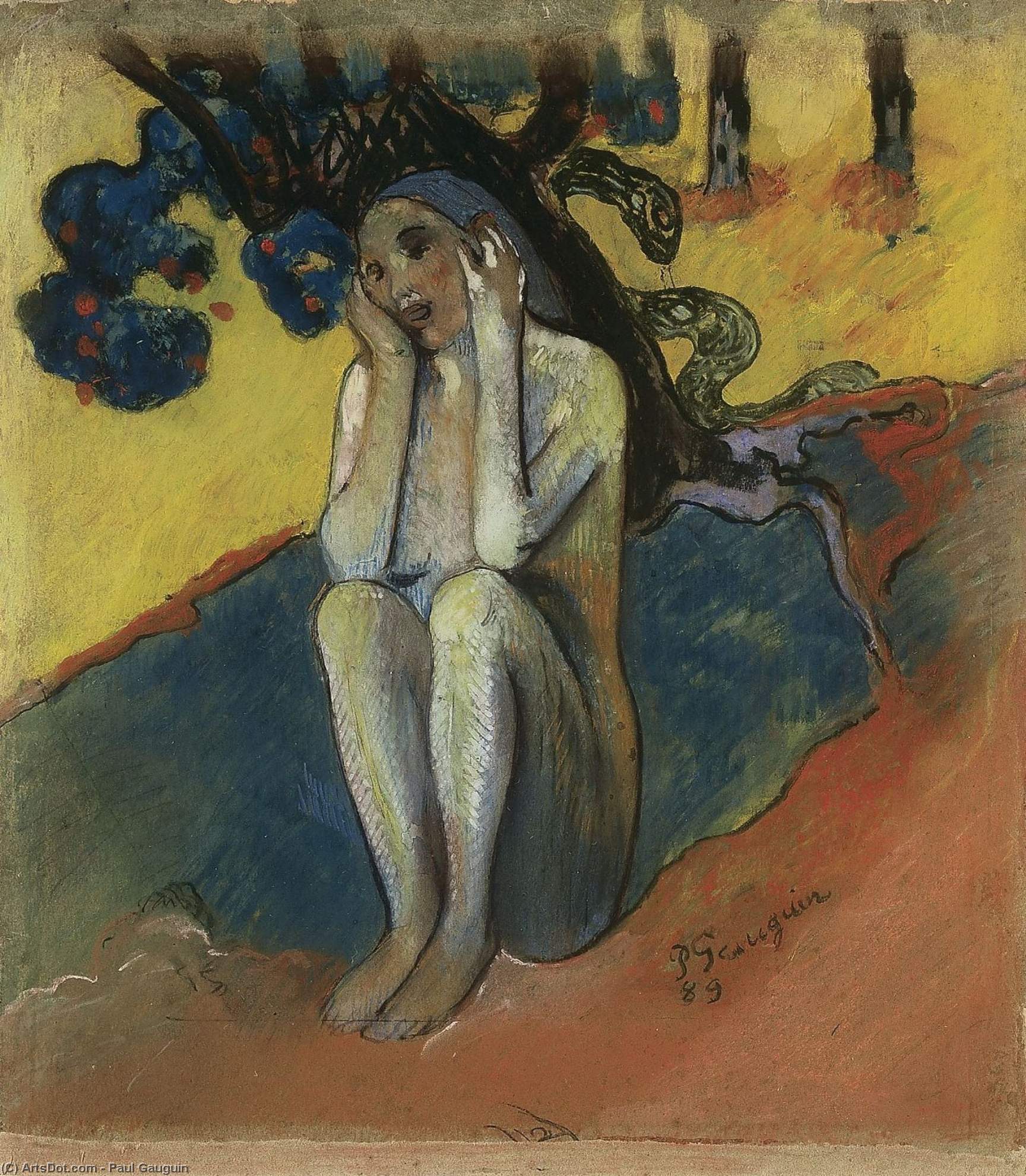 Wikioo.org – L'Encyclopédie des Beaux Arts - Peinture, Oeuvre de Paul Gauguin - bretonne la veille