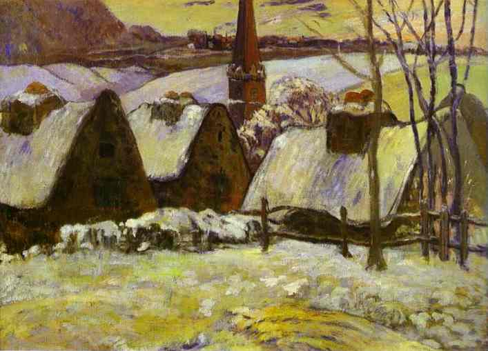 WikiOO.org - Güzel Sanatlar Ansiklopedisi - Resim, Resimler Paul Gauguin - Breton village under snow