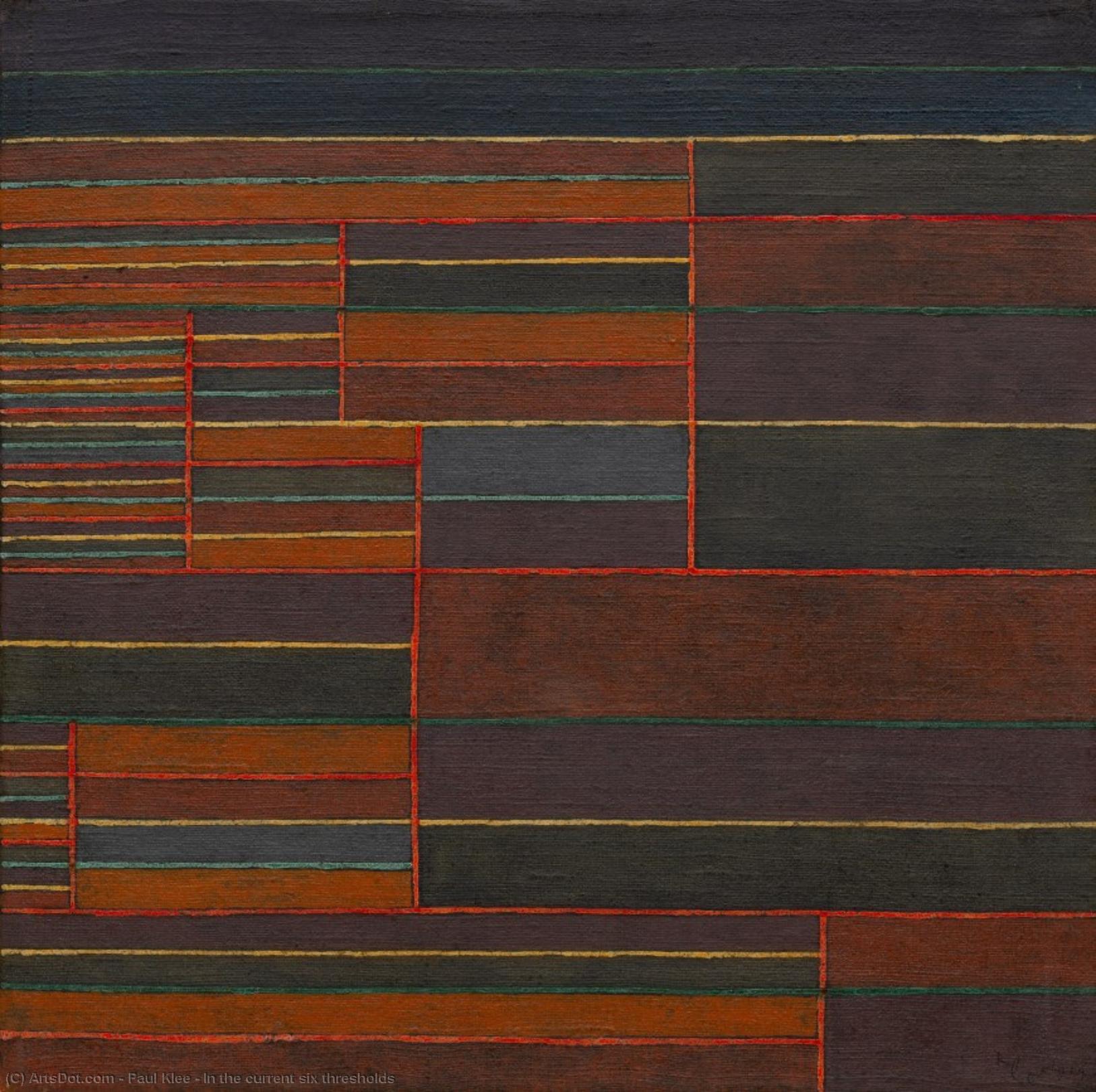 Wikoo.org - موسوعة الفنون الجميلة - اللوحة، العمل الفني Paul Klee - In the current six thresholds