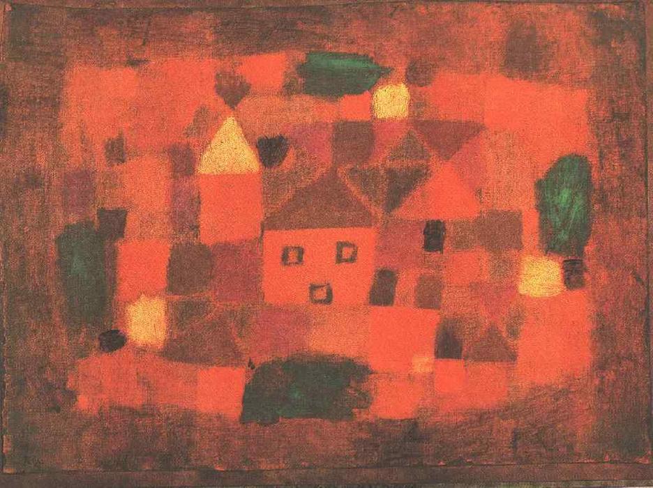 Wikioo.org - The Encyclopedia of Fine Arts - Painting, Artwork by Paul Klee - Landscape with Sunset