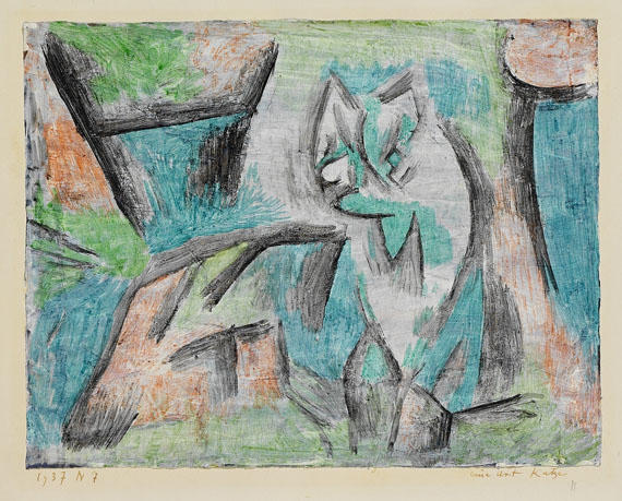 Wikoo.org - موسوعة الفنون الجميلة - اللوحة، العمل الفني Paul Klee - A kind of cat