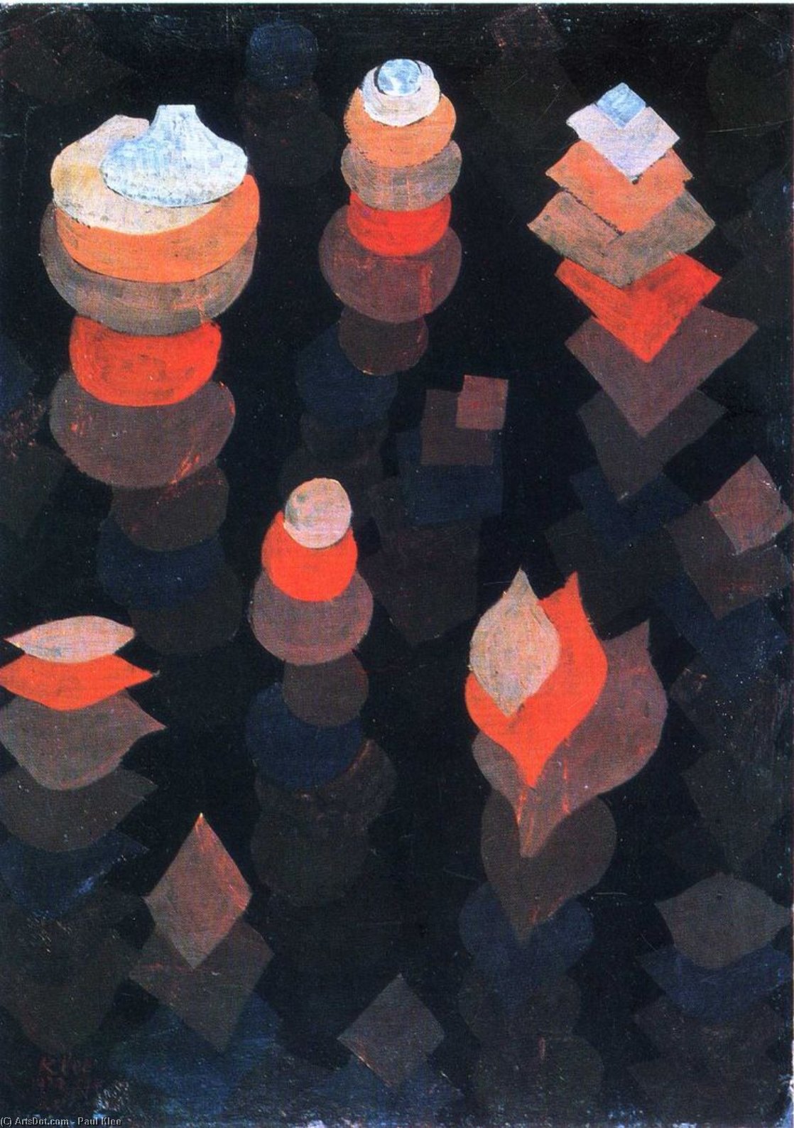 Wikioo.org - The Encyclopedia of Fine Arts - Painting, Artwork by Paul Klee - Growth of the night plants