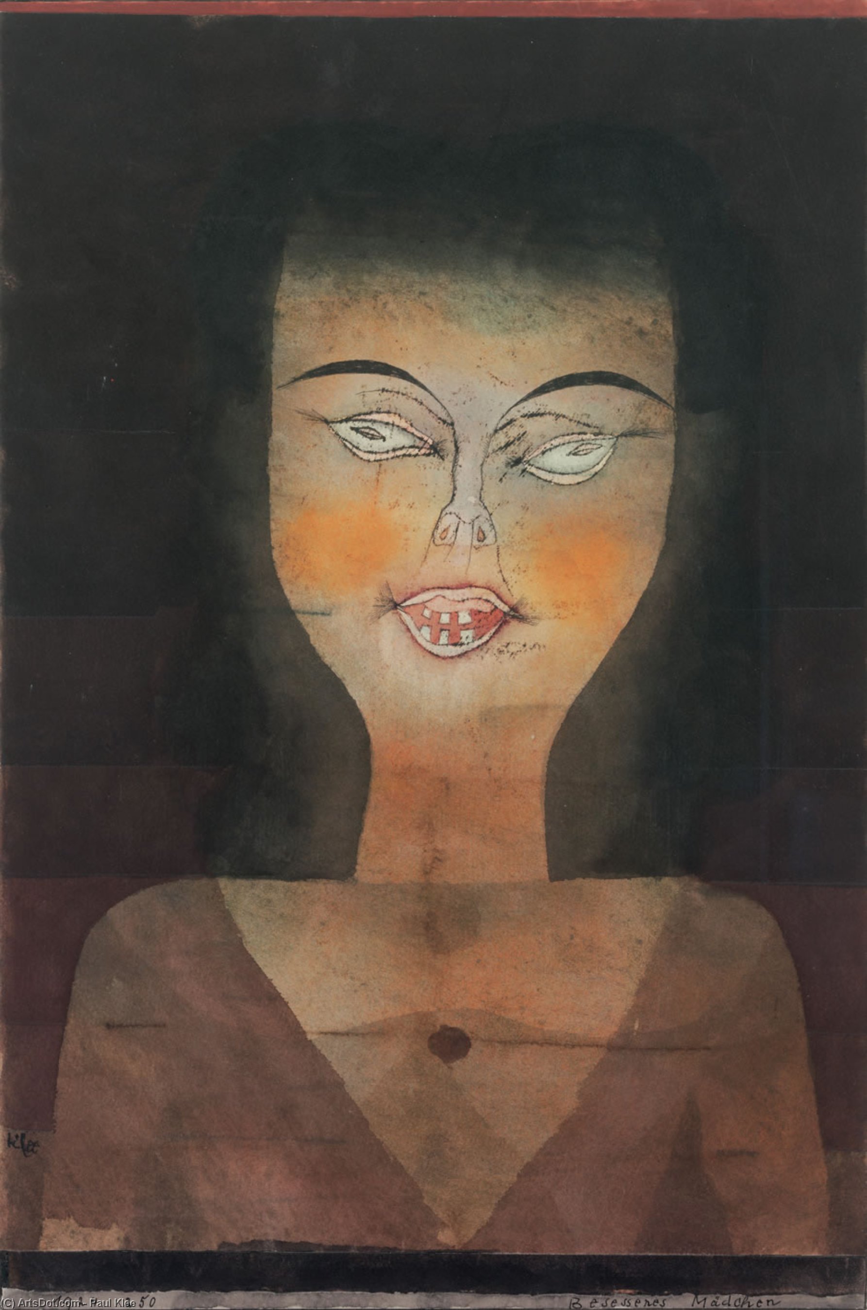 WikiOO.org - Encyclopedia of Fine Arts - Målning, konstverk Paul Klee - Possessed girl