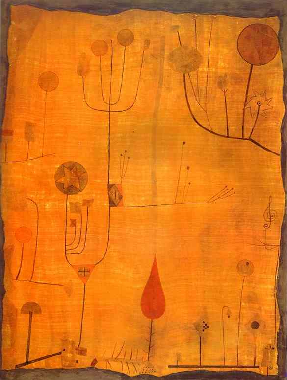 WikiOO.org - Encyclopedia of Fine Arts - Maleri, Artwork Paul Klee - Fruits on Red