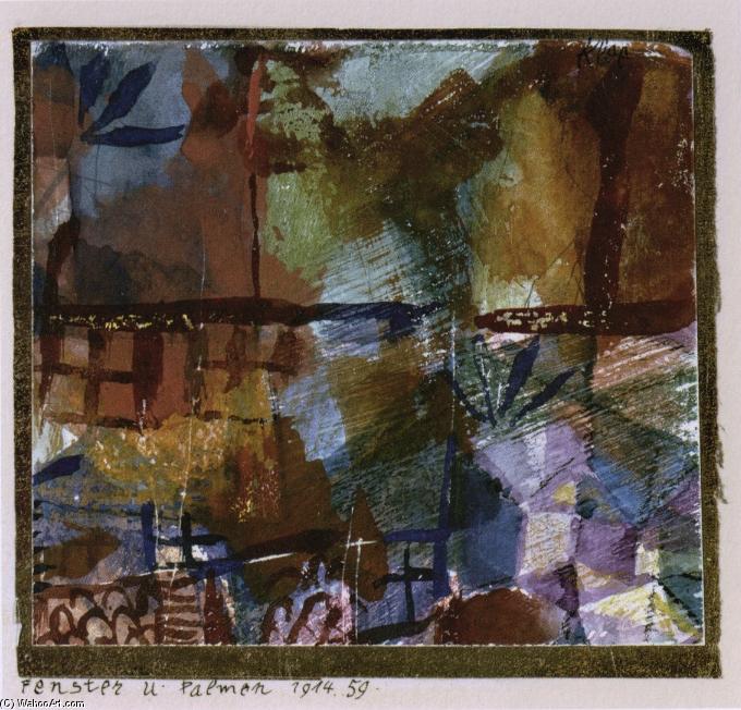 Wikoo.org - موسوعة الفنون الجميلة - اللوحة، العمل الفني Paul Klee - Windows and palm trees