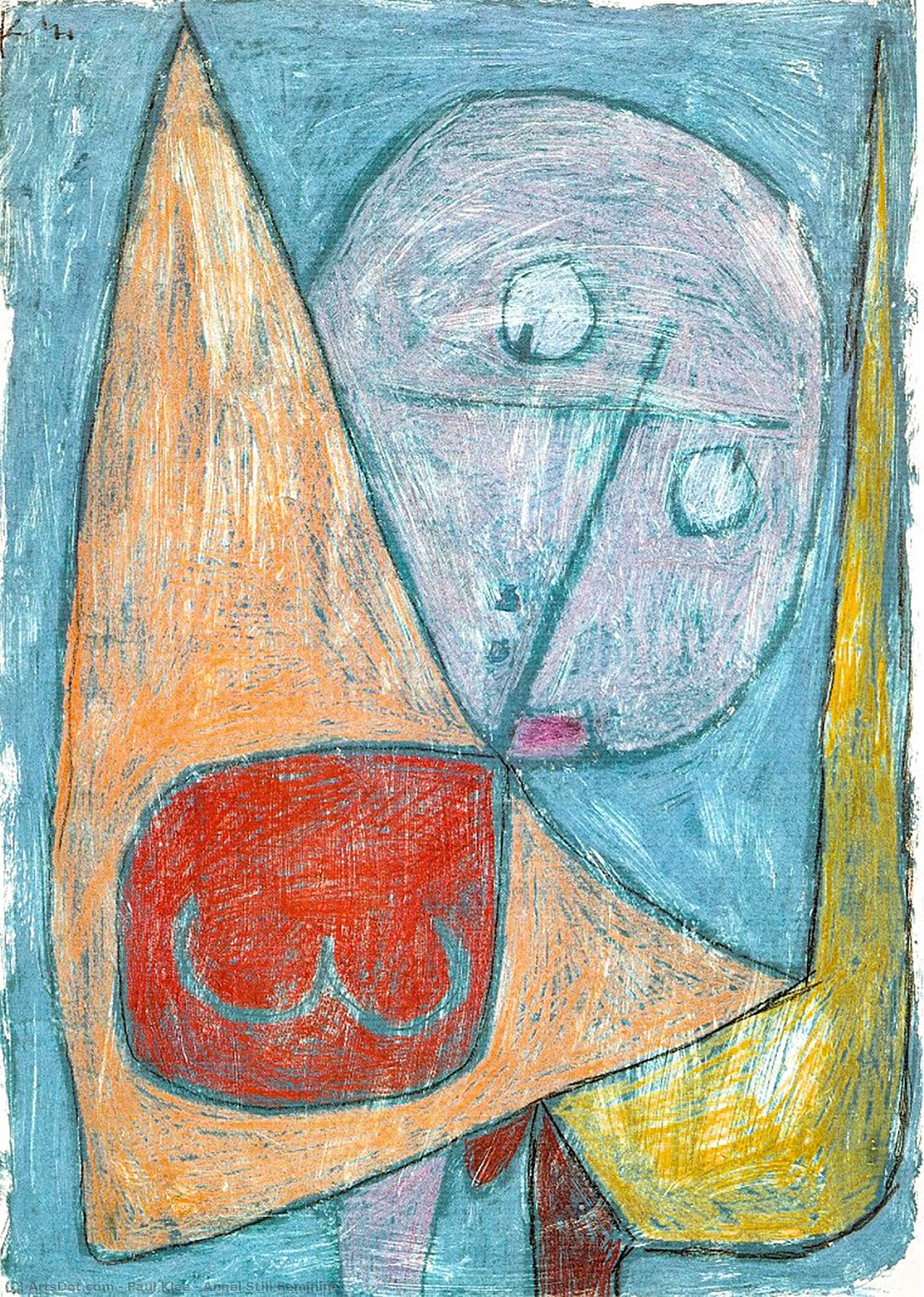 Wikoo.org - موسوعة الفنون الجميلة - اللوحة، العمل الفني Paul Klee - Angel Still Feminine