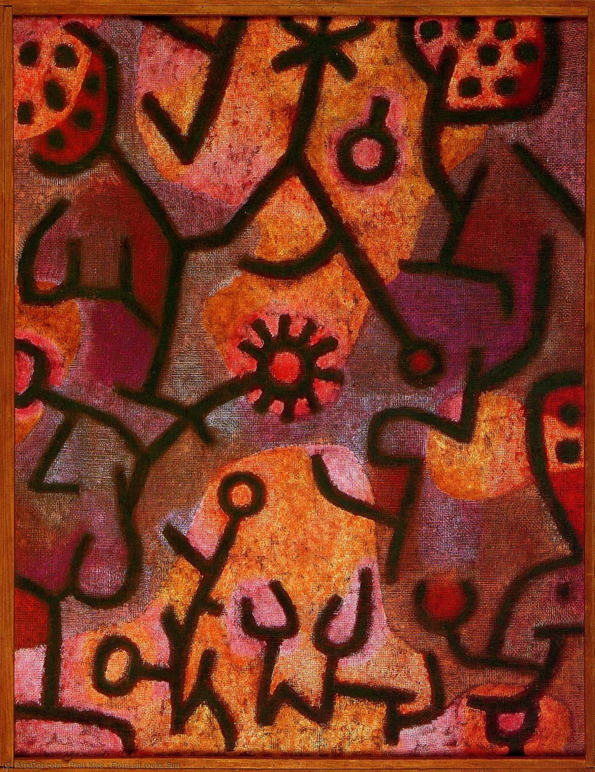 Wikoo.org - موسوعة الفنون الجميلة - اللوحة، العمل الفني Paul Klee - Flora on rocks Sun