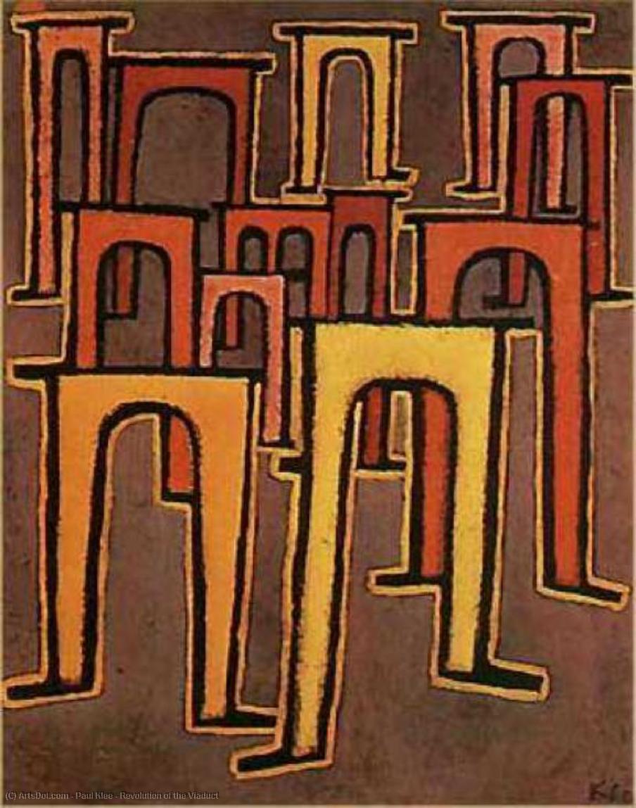 Wikoo.org - موسوعة الفنون الجميلة - اللوحة، العمل الفني Paul Klee - Revolution of the Viaduct