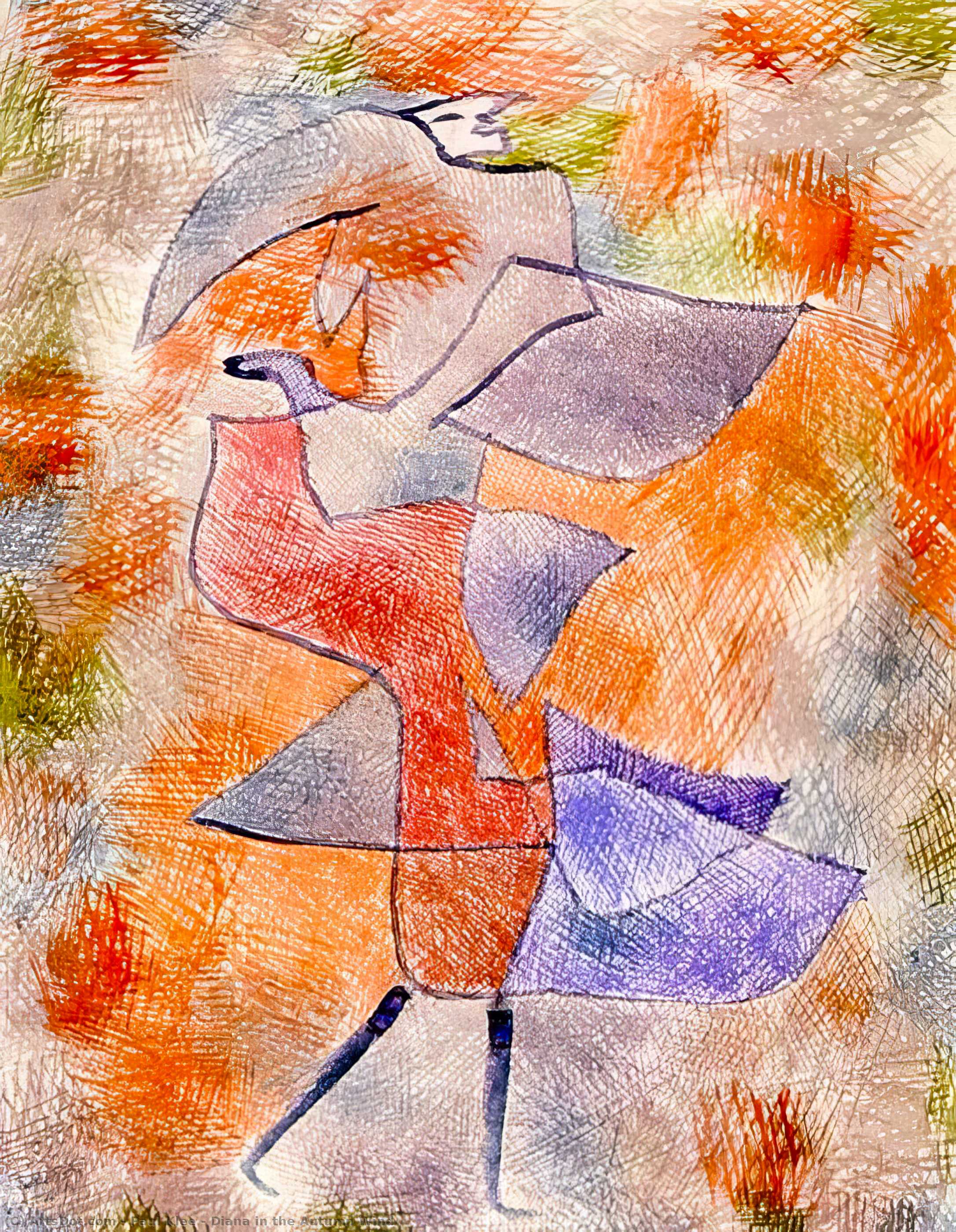 Wikoo.org - موسوعة الفنون الجميلة - اللوحة، العمل الفني Paul Klee - Diana in the Autumn Wind