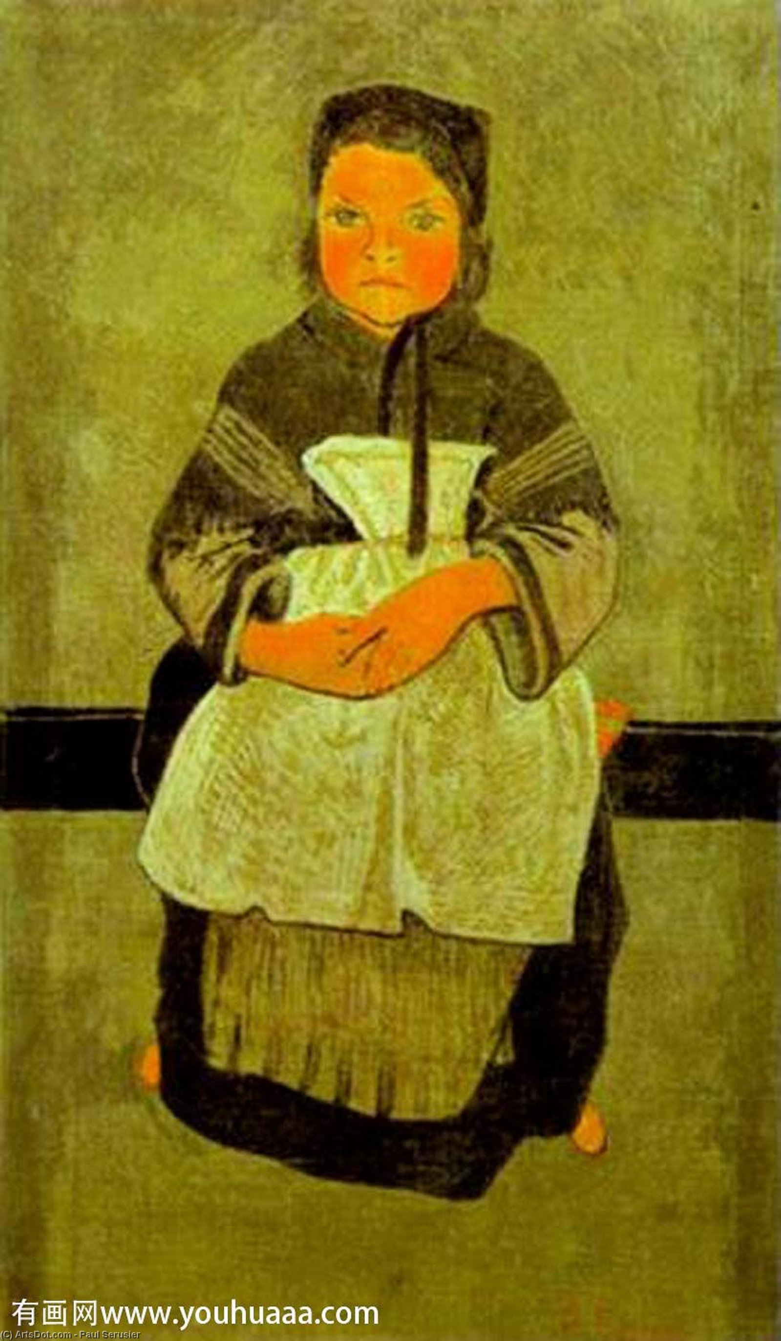 WikiOO.org - Enciclopédia das Belas Artes - Pintura, Arte por Paul Serusier - Little Breton Girl Seated (Portrait of Marie Francisaille)