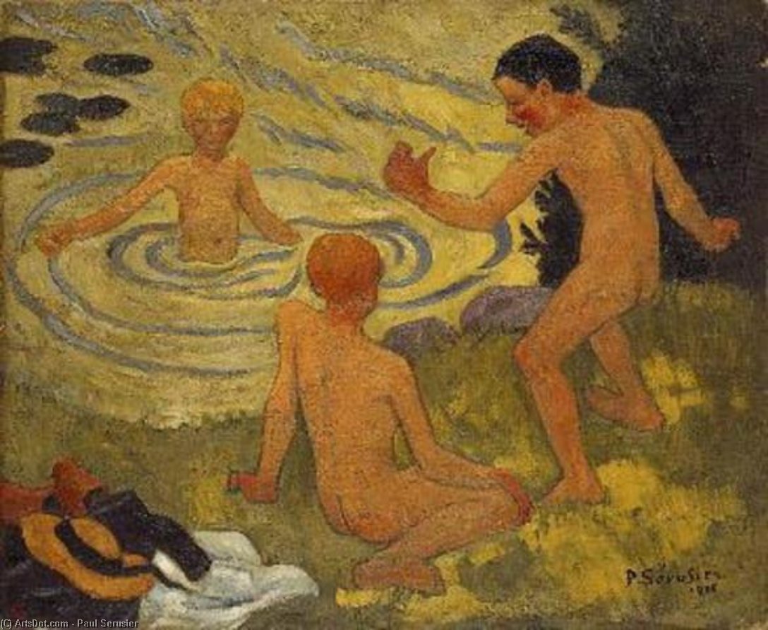 WikiOO.org - Encyclopedia of Fine Arts - Målning, konstverk Paul Serusier - Boys on a River Bank