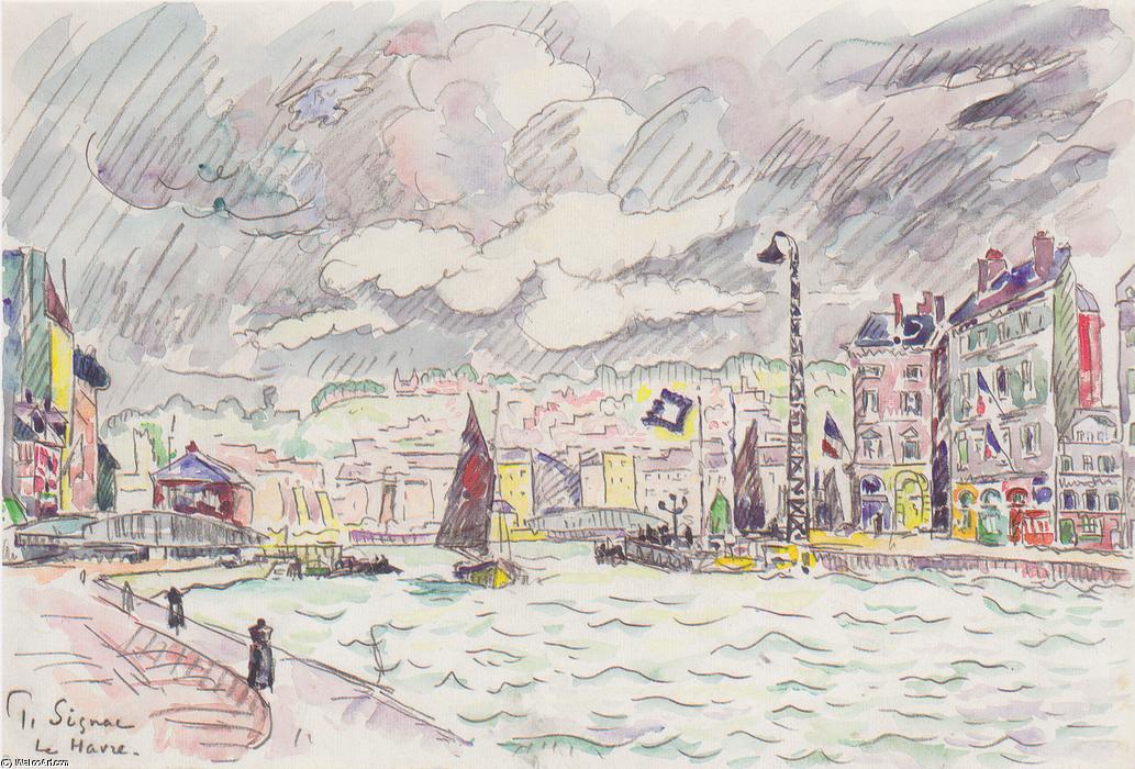 WikiOO.org - Güzel Sanatlar Ansiklopedisi - Resim, Resimler Paul Signac - Le Havre with rain clouds