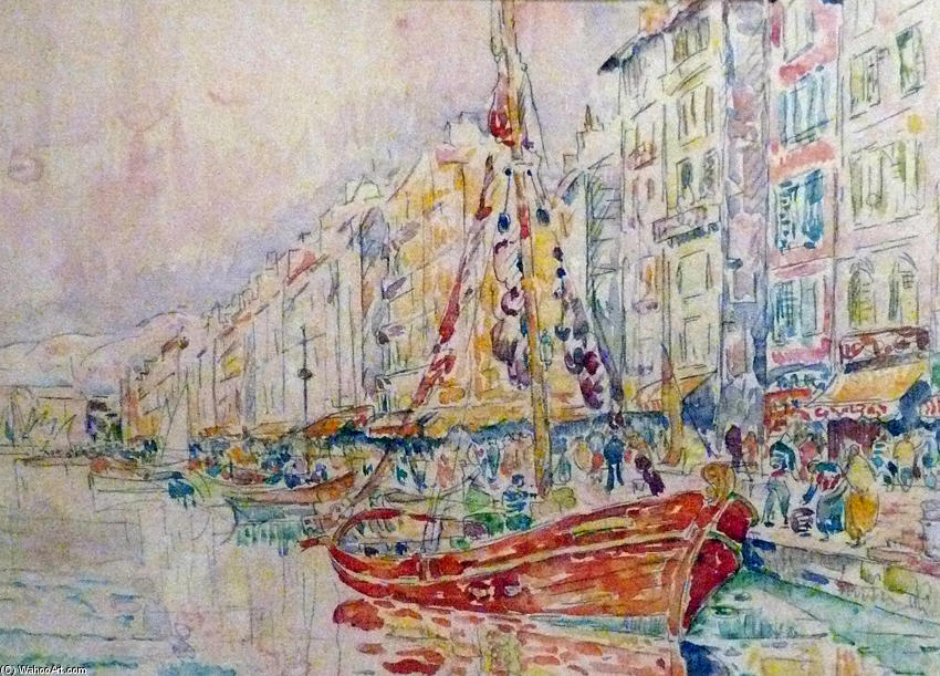 Wikoo.org - موسوعة الفنون الجميلة - اللوحة، العمل الفني Paul Signac - An Old port of Marseille