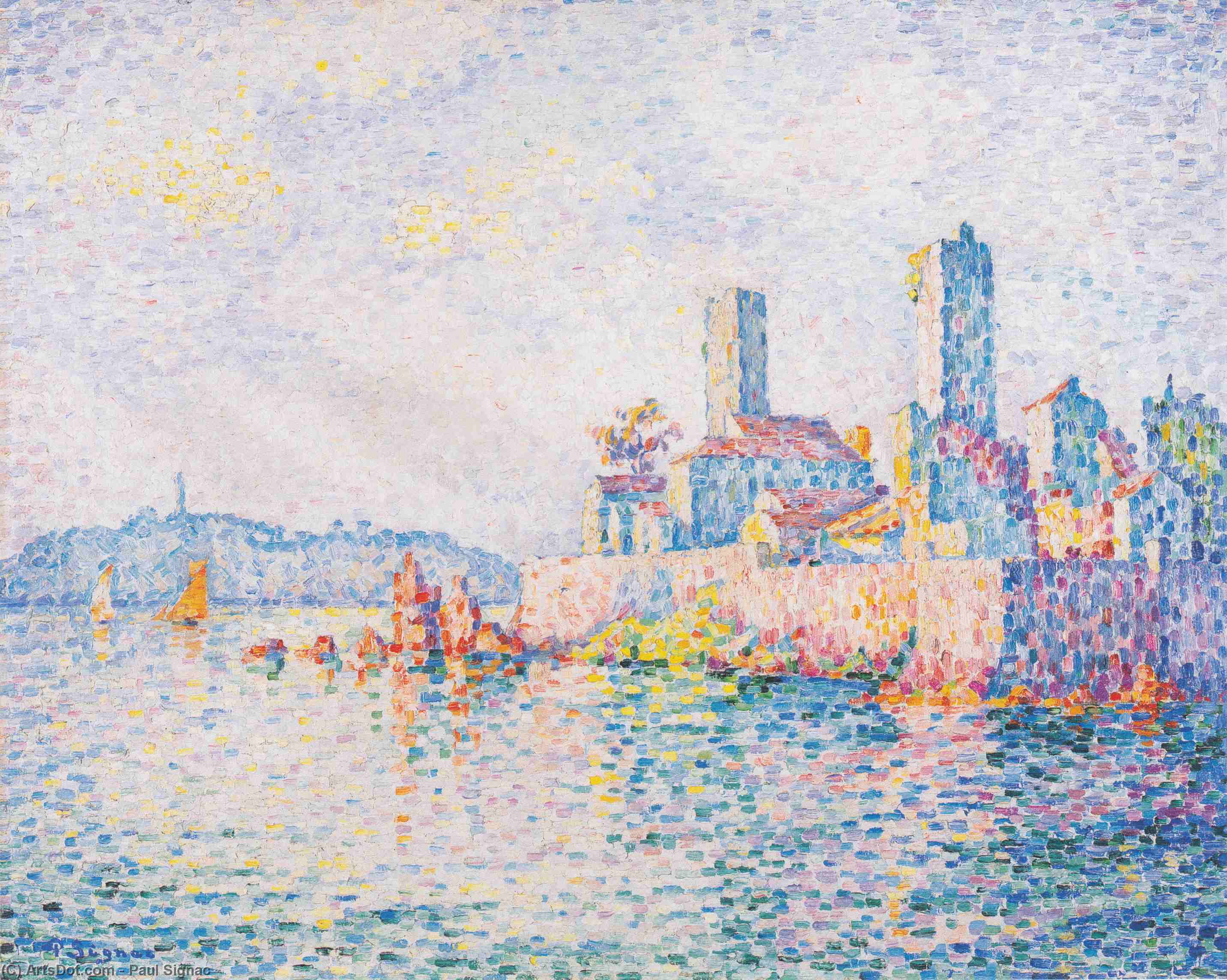 Wikioo.org - The Encyclopedia of Fine Arts - Painting, Artwork by Paul Signac - Antibes, the towers