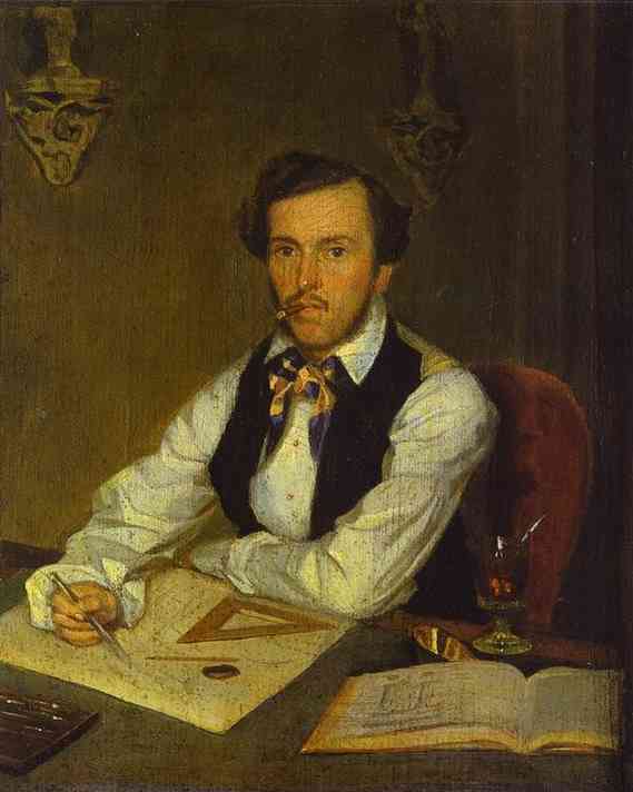 Wikioo.org - The Encyclopedia of Fine Arts - Painting, Artwork by Pavel Fedotov - Portrait of an Architect